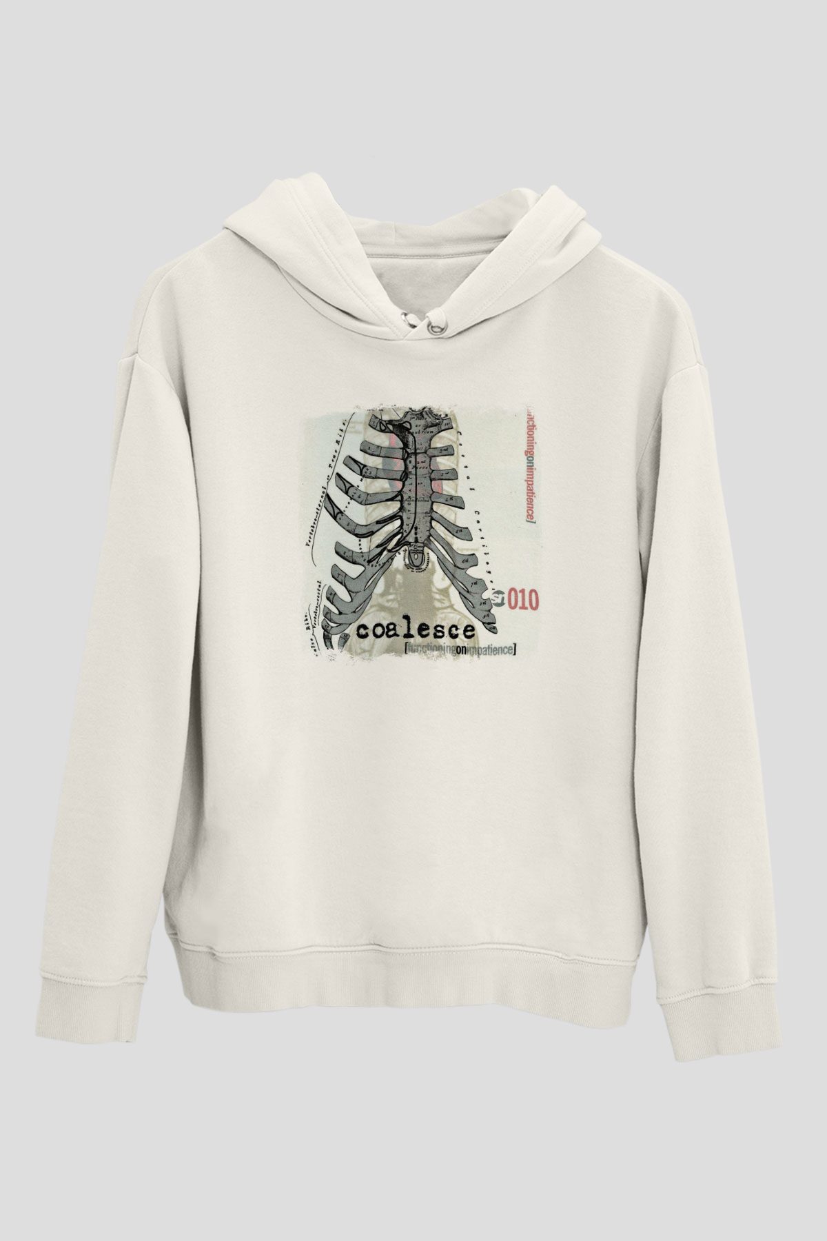 Coalesce Baskılı Unisex Beyaz Hoodie