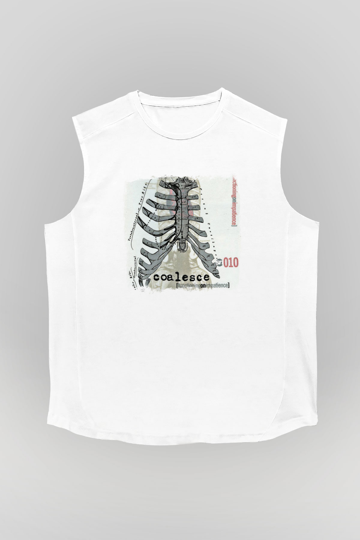 Coalesce Baskılı Unisex Beyaz Kolsuz Tişört
