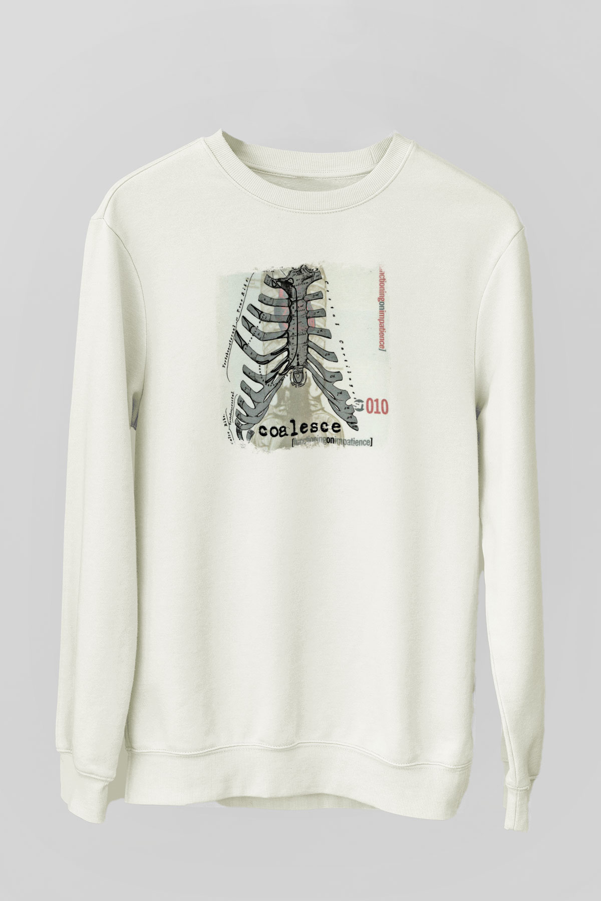 Coalesce Baskılı Unisex Beyaz Sweatshirt