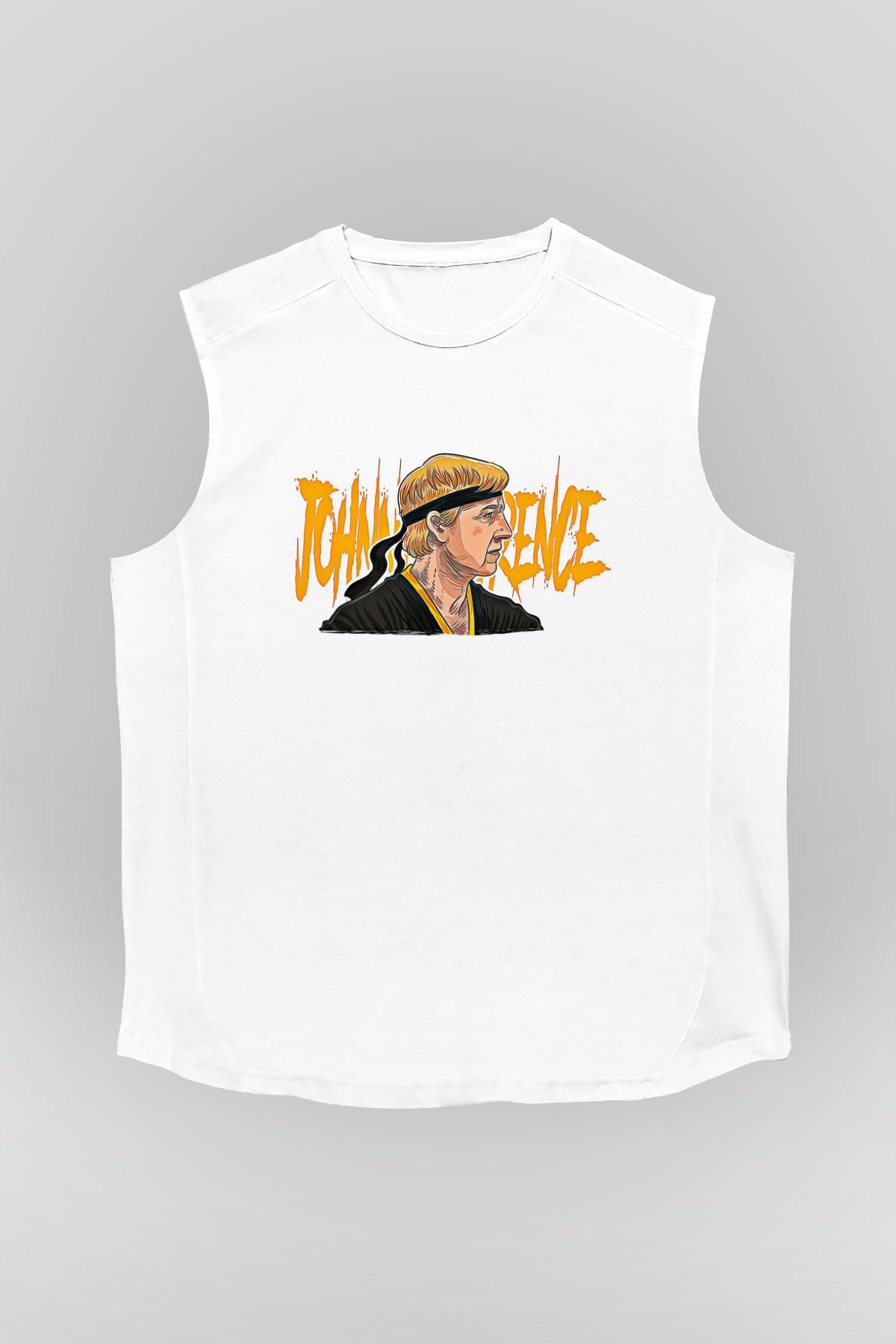 Cobra Kai Baskılı Beyaz Unisex Kolsuz Tişört - Tshirt