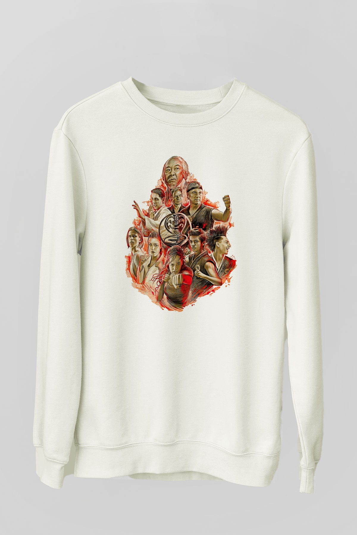 Cobra Kai Baskılı Beyaz Unisex Sweatshirt