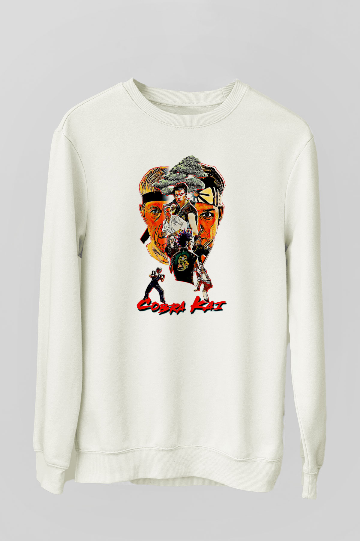 Cobra Kai Baskılı Beyaz Unisex Sweatshirt