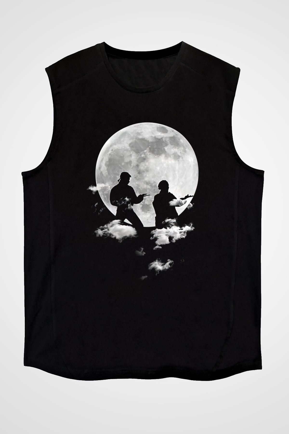 Cobra Kai Baskılı Unisex Siyah Kolsuz Tişört - Tshirt