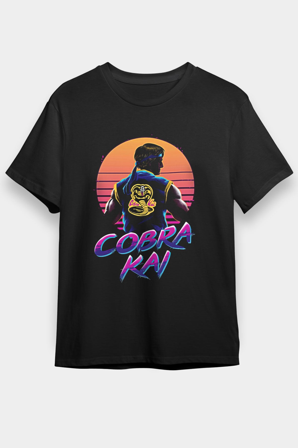 Cobra Kai Baskılı Unisex Siyah Tişört - Tshirt