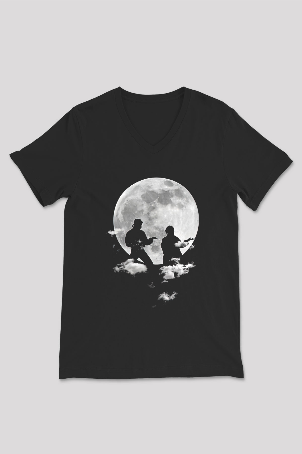 Cobra Kai Baskılı Unisex Siyah V Yaka Tişört - Tshirt