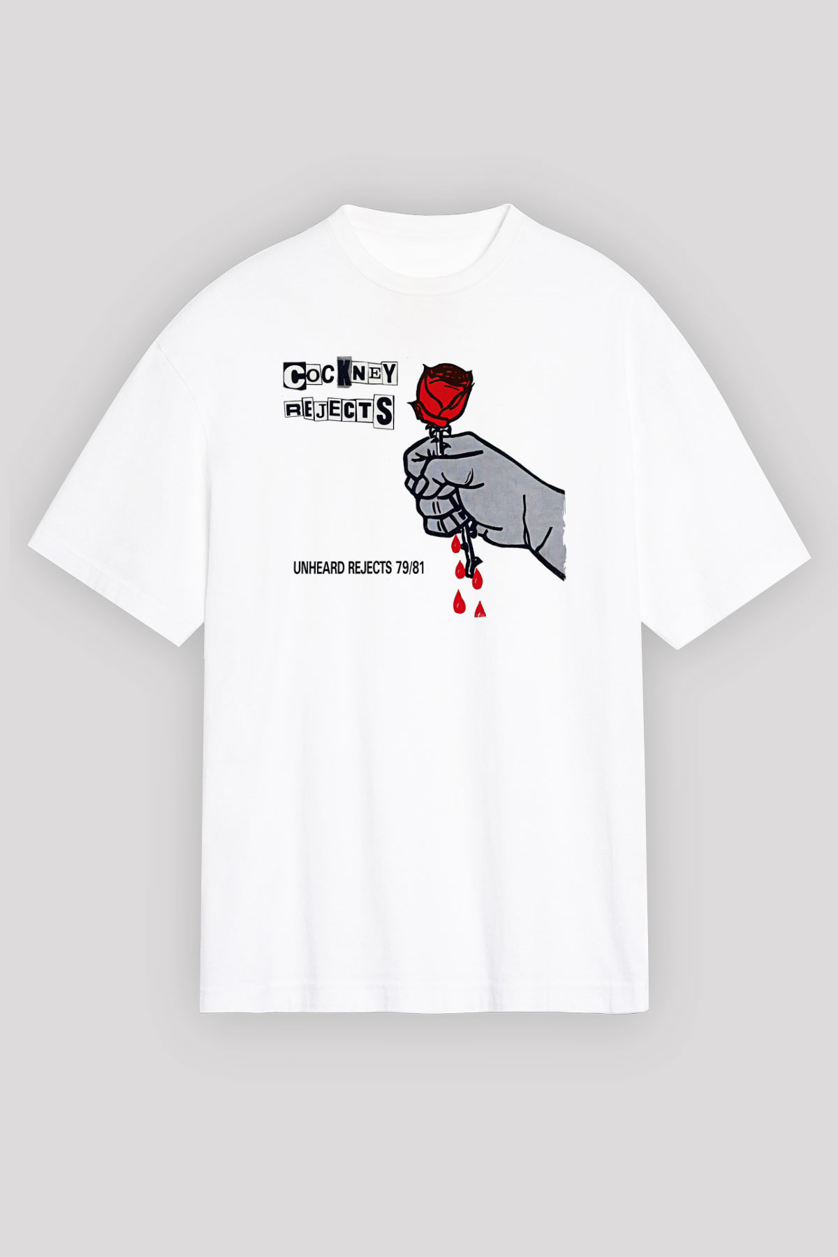 Cockney Rejects Baskılı Beyaz Unisex Oversize Tişört - Tshirt