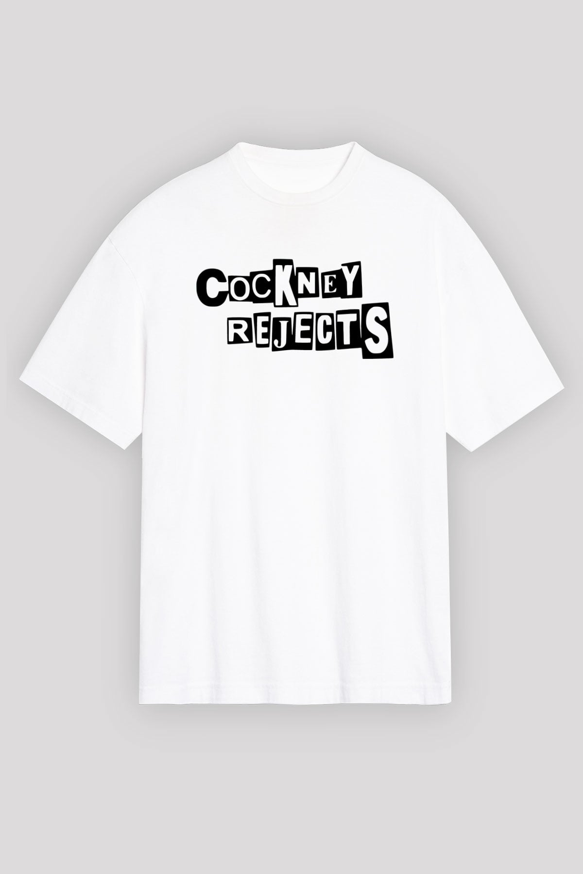 Cockney Rejects Baskılı Beyaz Unisex Oversize Tişört - Tshirt