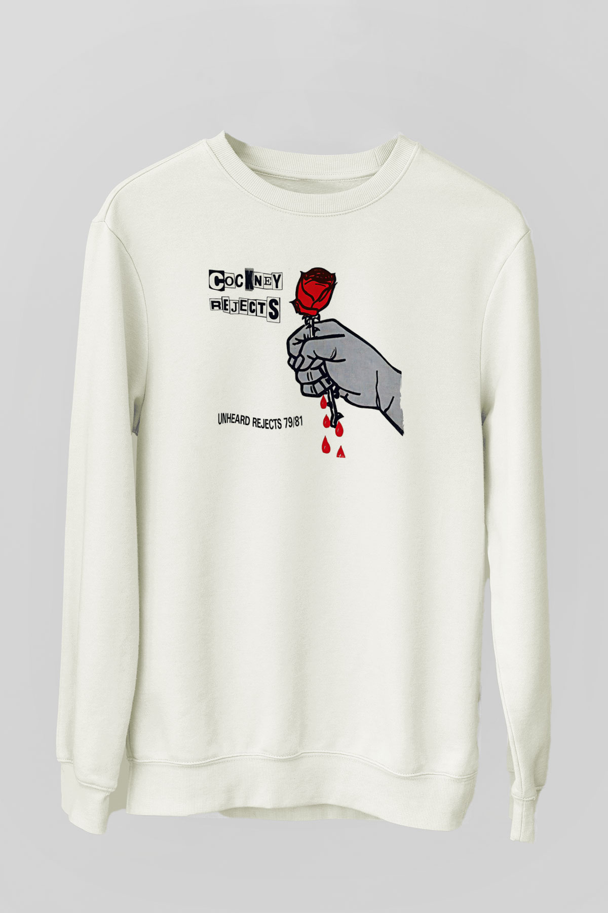 Cockney Rejects Baskılı Beyaz Unisex Sweatshirt