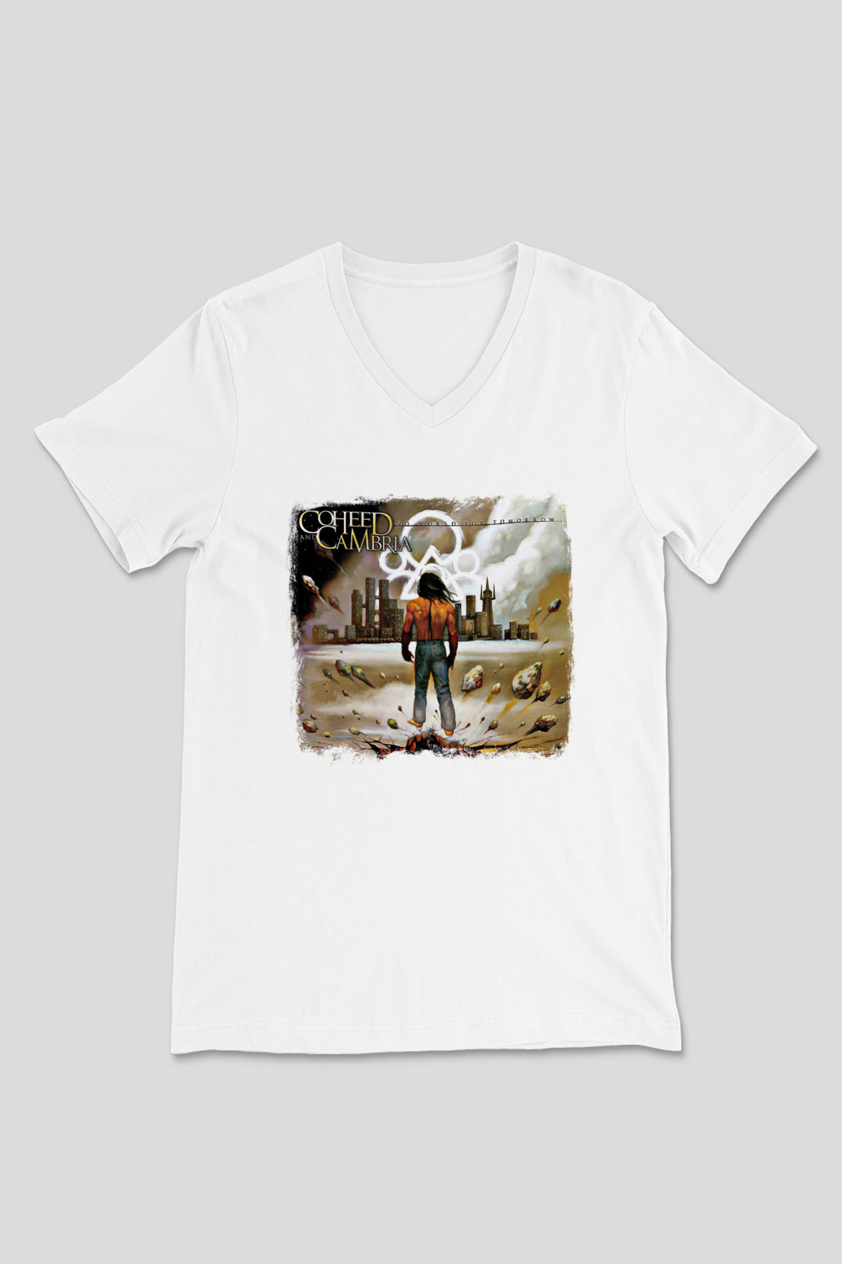 Coheed and Cambria Baskılı Unisex Beyaz V Yaka Tişört