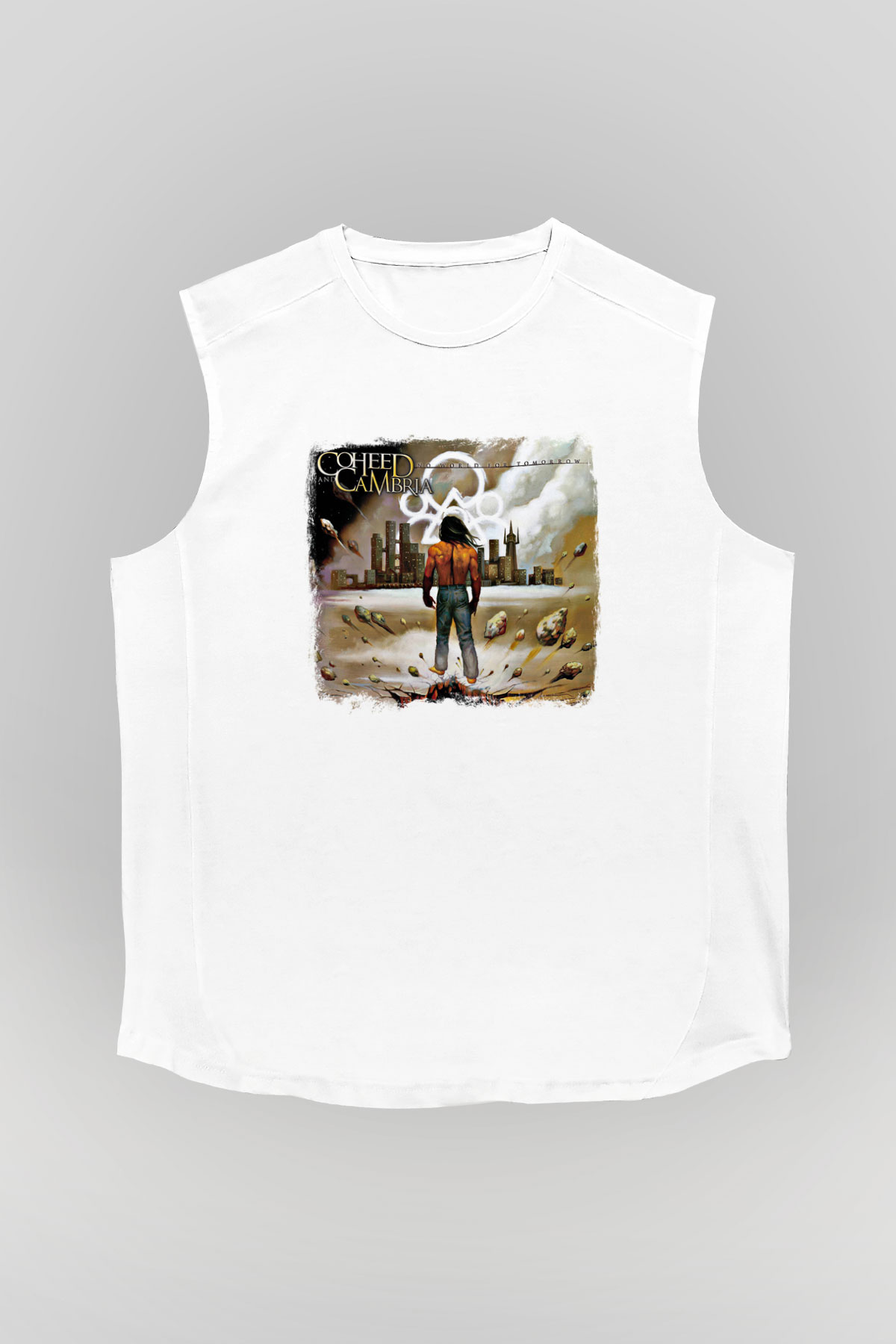 Coheed and Cambria Baskılı Unisex Beyaz Kolsuz Tişört