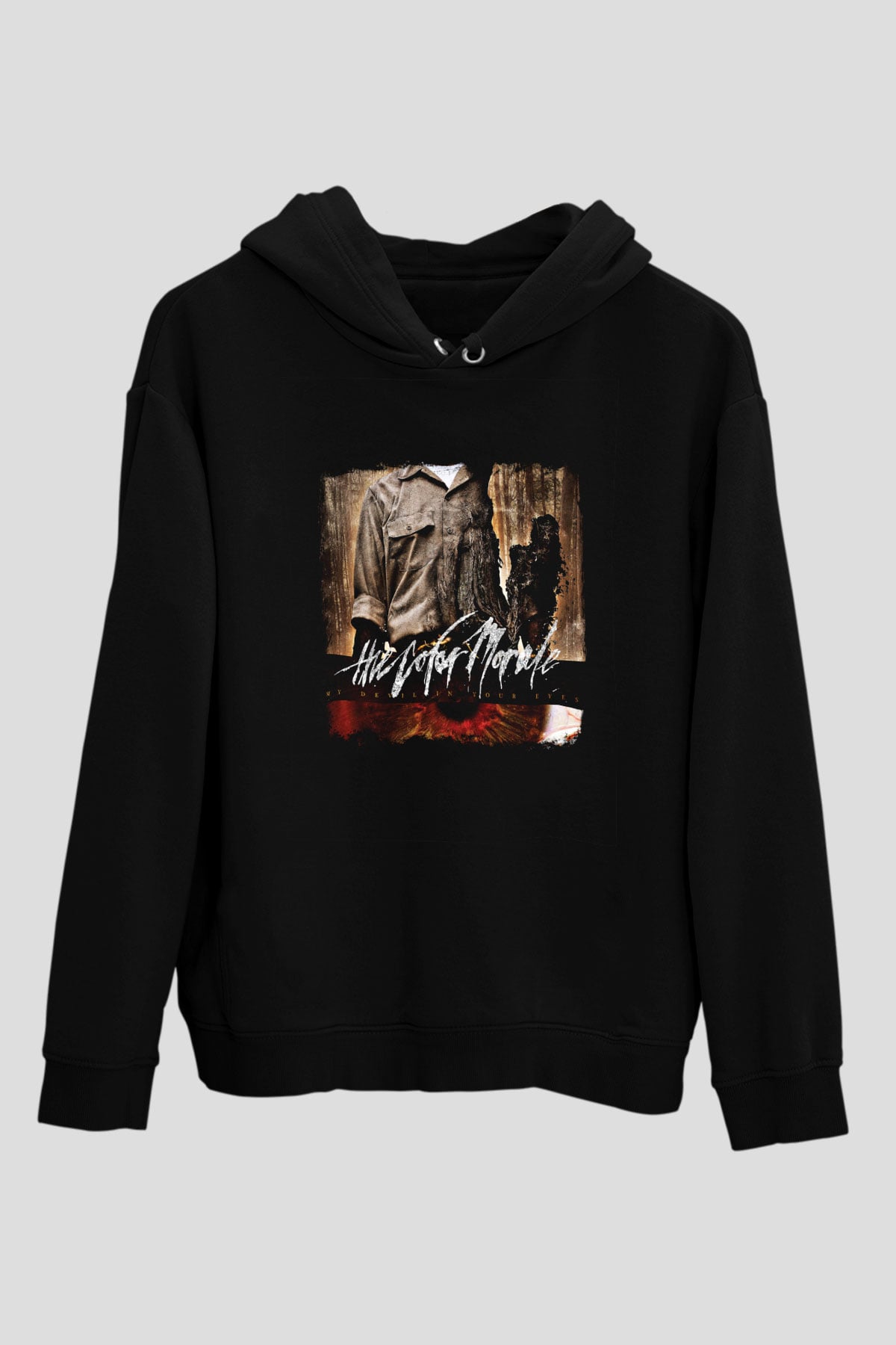 Color Morale Baskılı Unisex Siyah Hoodie
