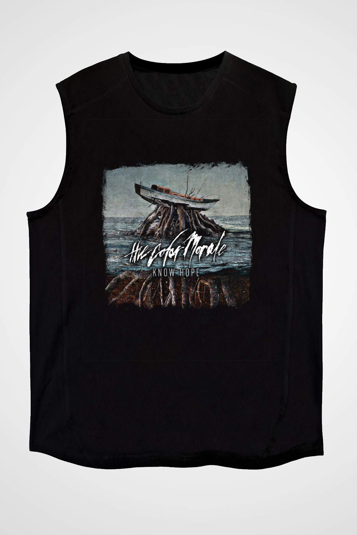 Color Morale Baskılı Unisex Siyah Kolsuz Tişört