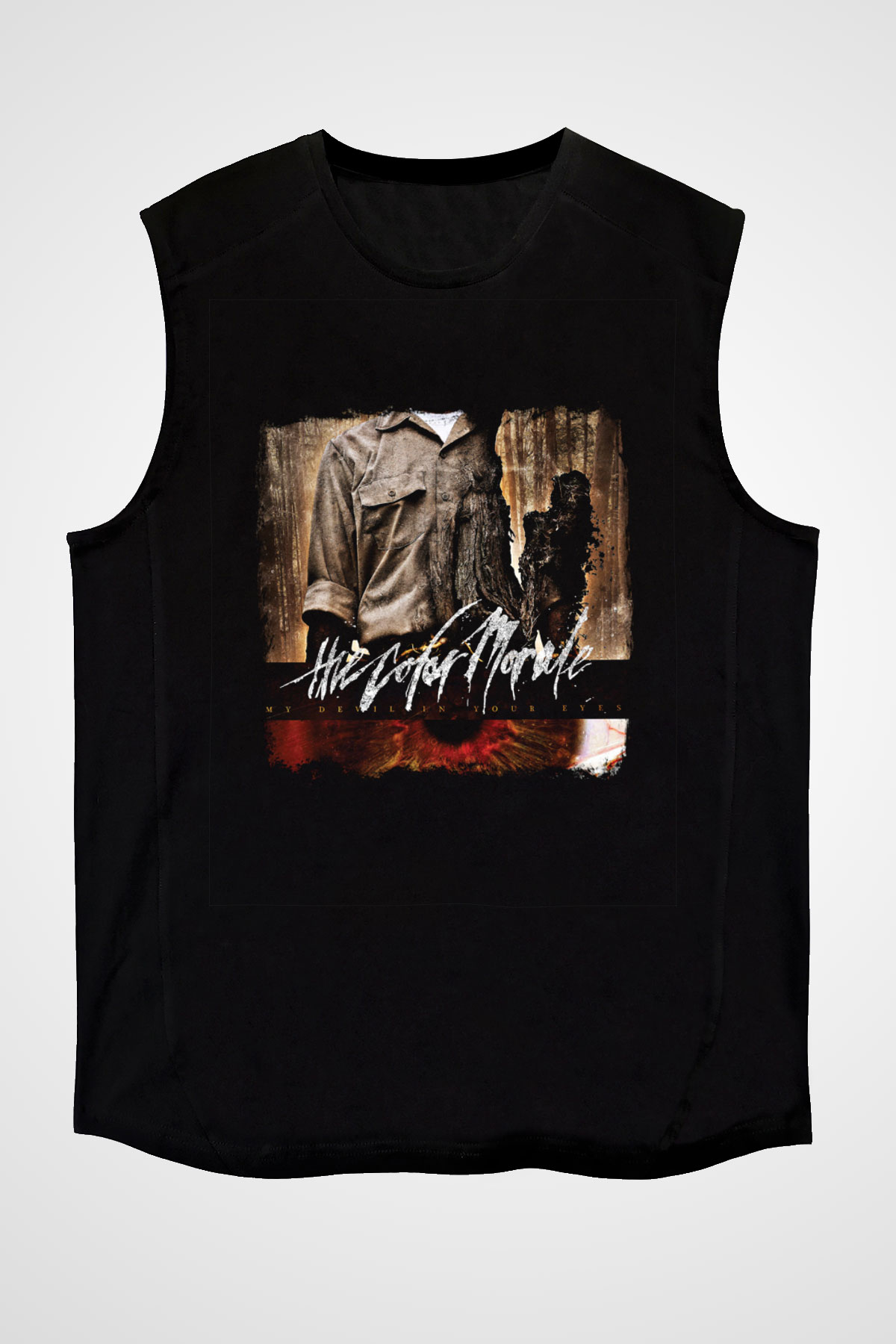 Color Morale Baskılı Unisex Siyah Kolsuz Tişört