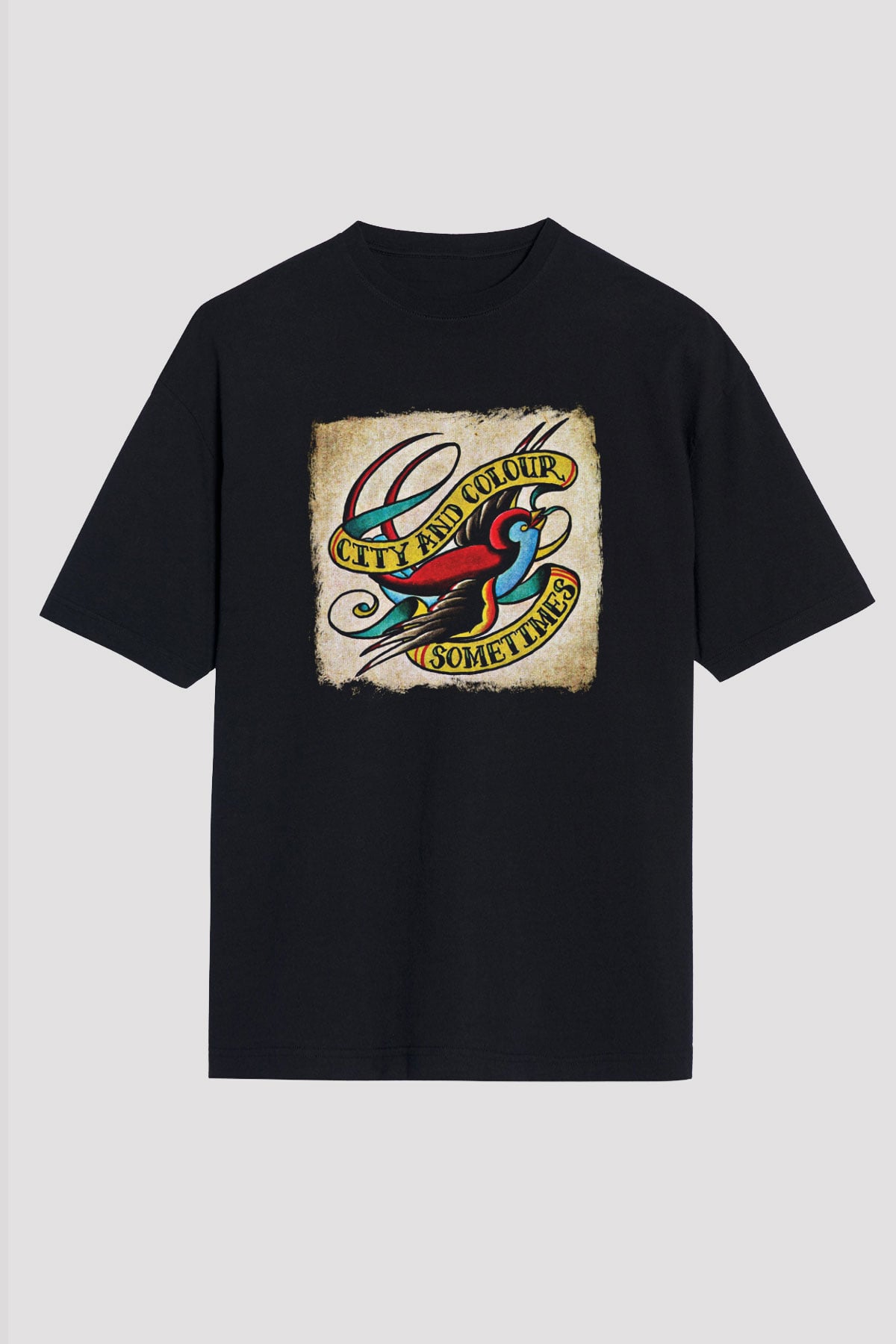 Color of Violence Baskılı Unisex Siyah Oversize Tişört