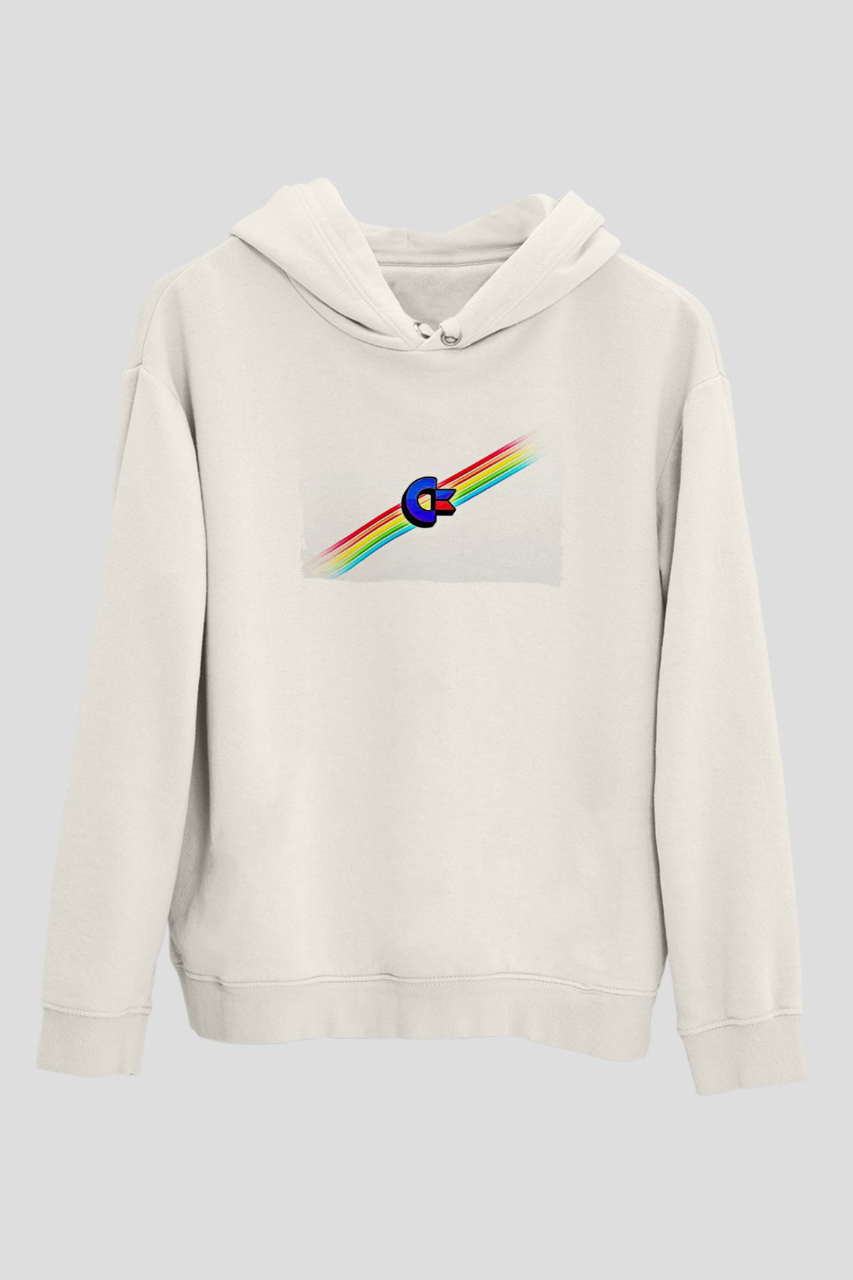 Commodore 64 Baskılı Beyaz Unisex Kapüşonlu Sweatshirt