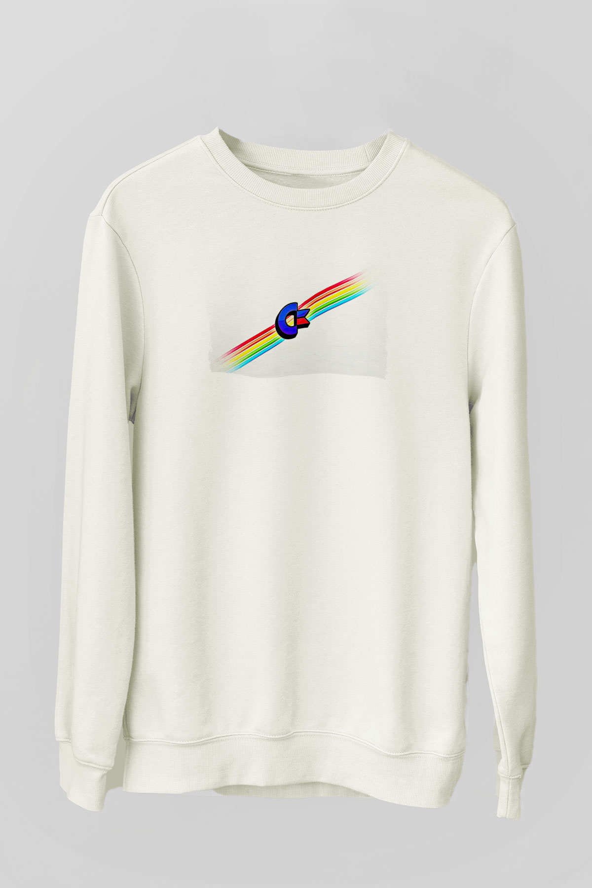 Commodore 64 Baskılı Beyaz Unisex Sweatshirt