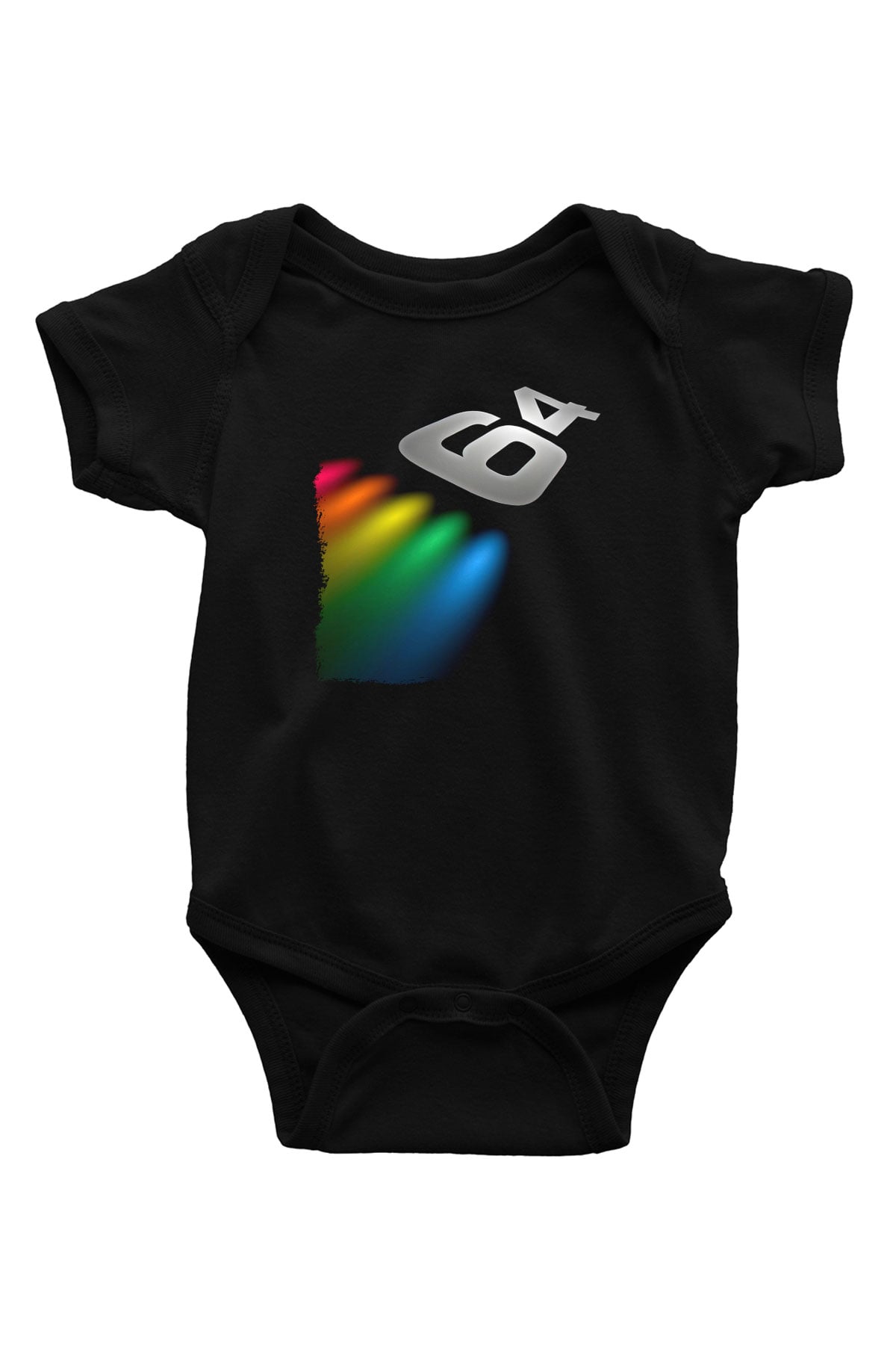 Commodore 64 Baskılı Unisex Siyah Bebek Body - Zıbın