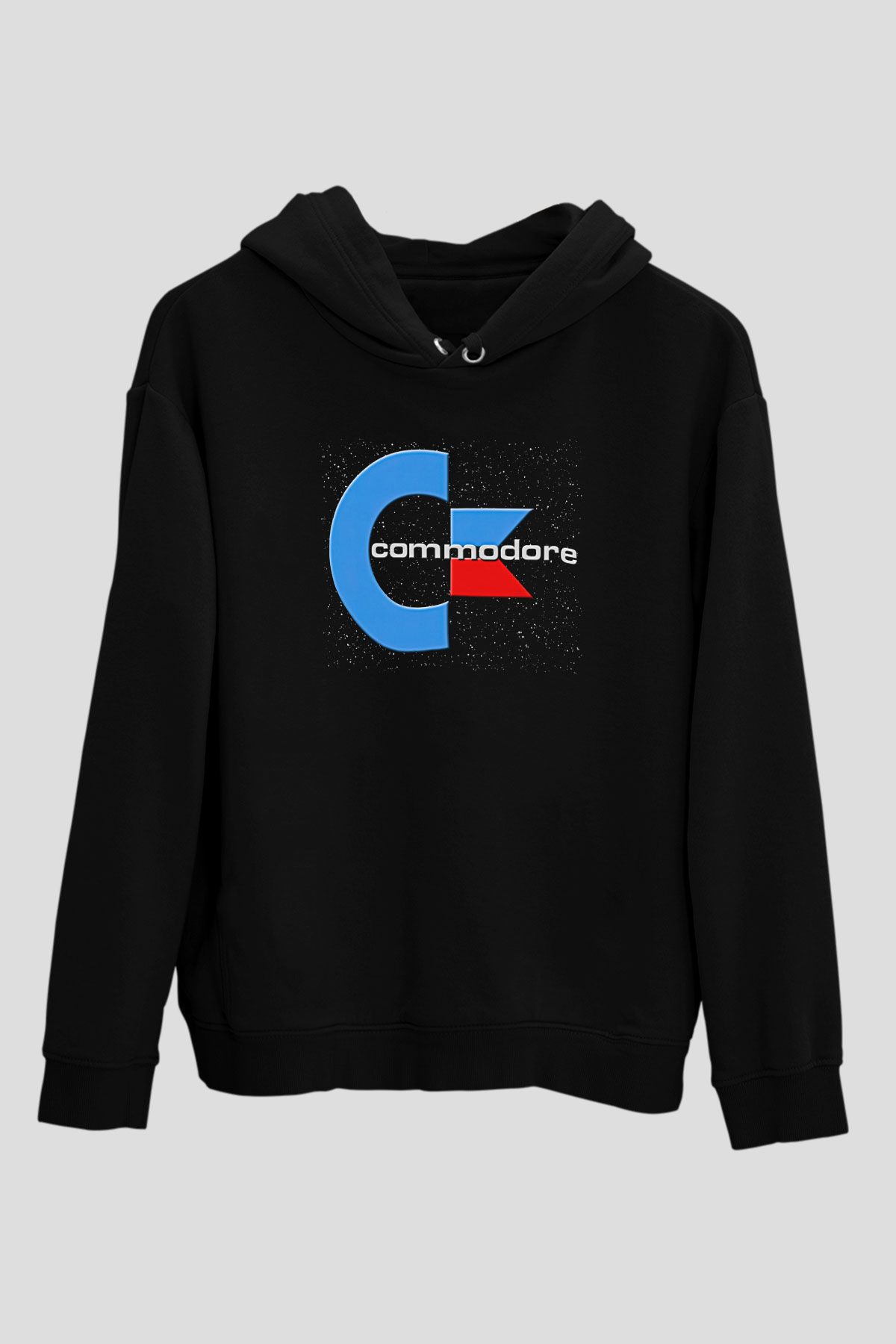 Commodore 64 Baskılı Unisex Siyah Kapüşonlu Sweatshirt