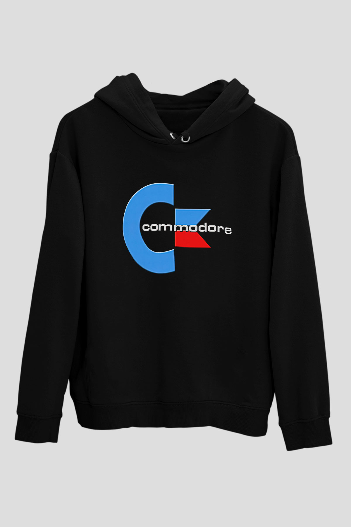 Commodore 64 Baskılı Unisex Siyah Kapüşonlu Sweatshirt