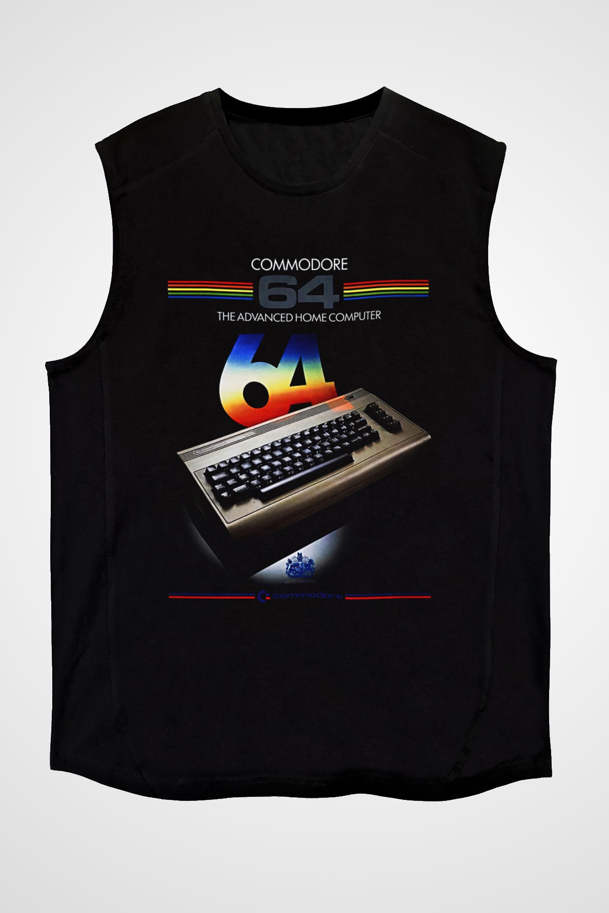 Commodore 64 Baskılı Unisex Siyah Kolsuz Tişört - Tshirt