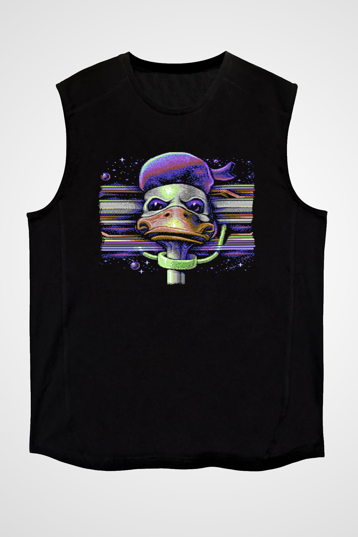 Commodore 64 Baskılı Unisex Siyah Kolsuz Tişört - Tshirt
