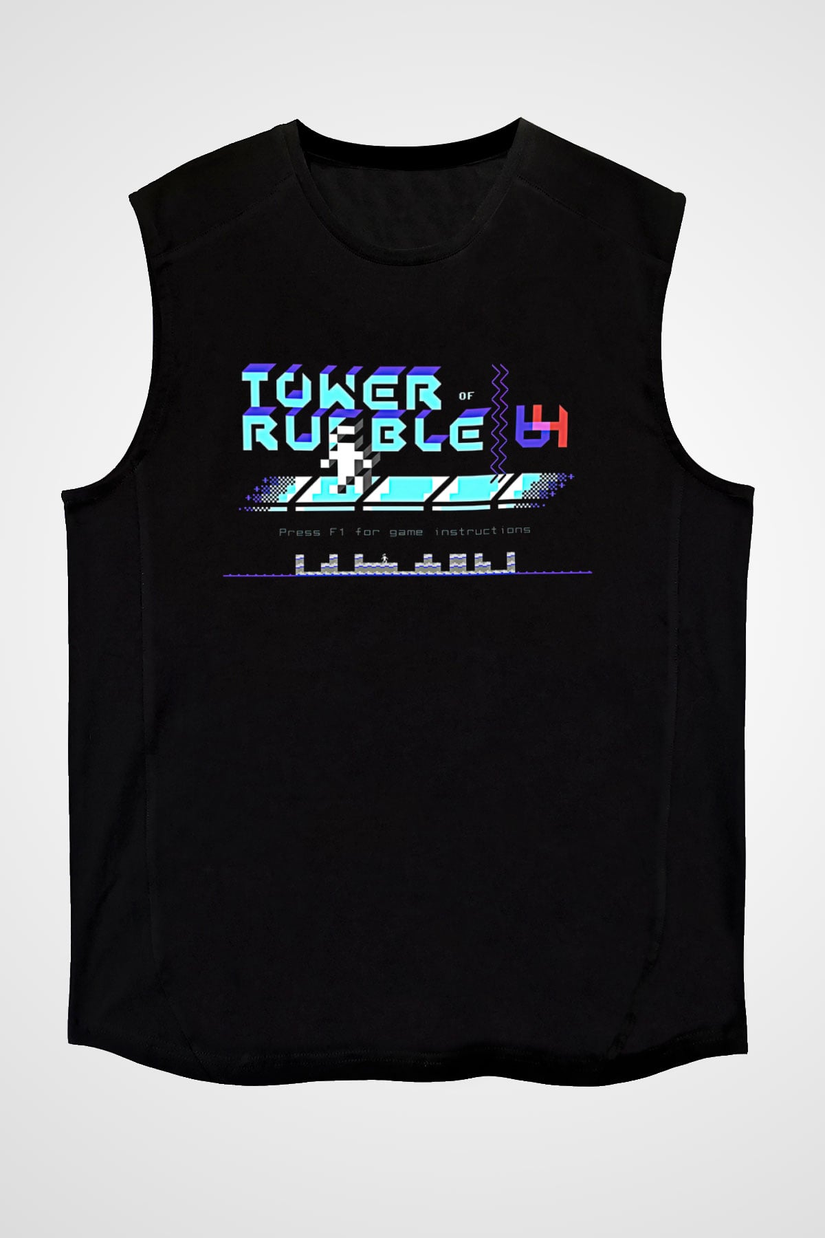 Commodore 64 Baskılı Unisex Siyah Kolsuz Tişört - Tshirt