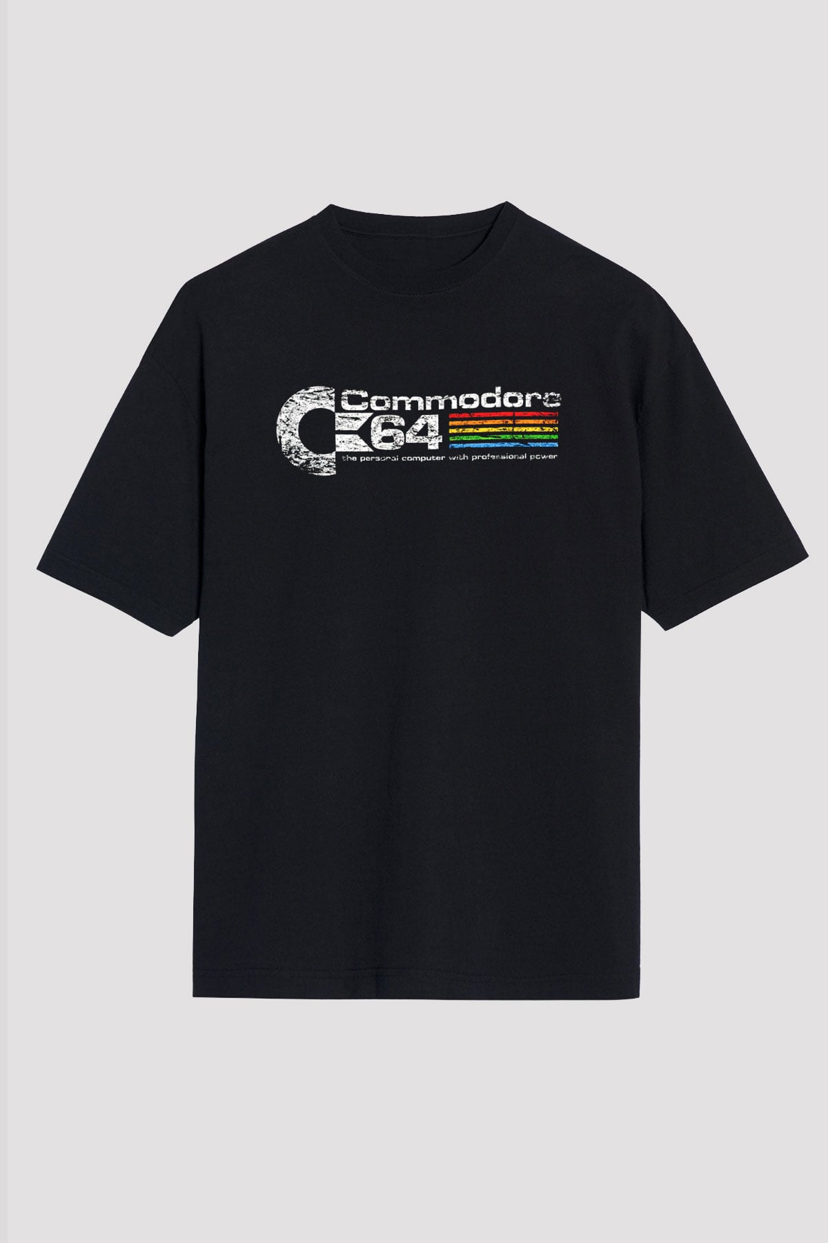 Commodore 64 Baskılı Unisex Siyah Oversize Tişört - Tshirt