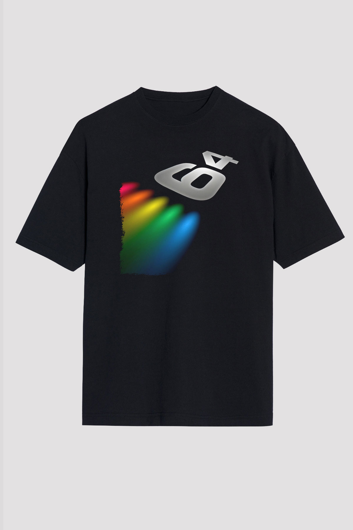 Commodore 64 Baskılı Unisex Siyah Oversize Tişört - Tshirt