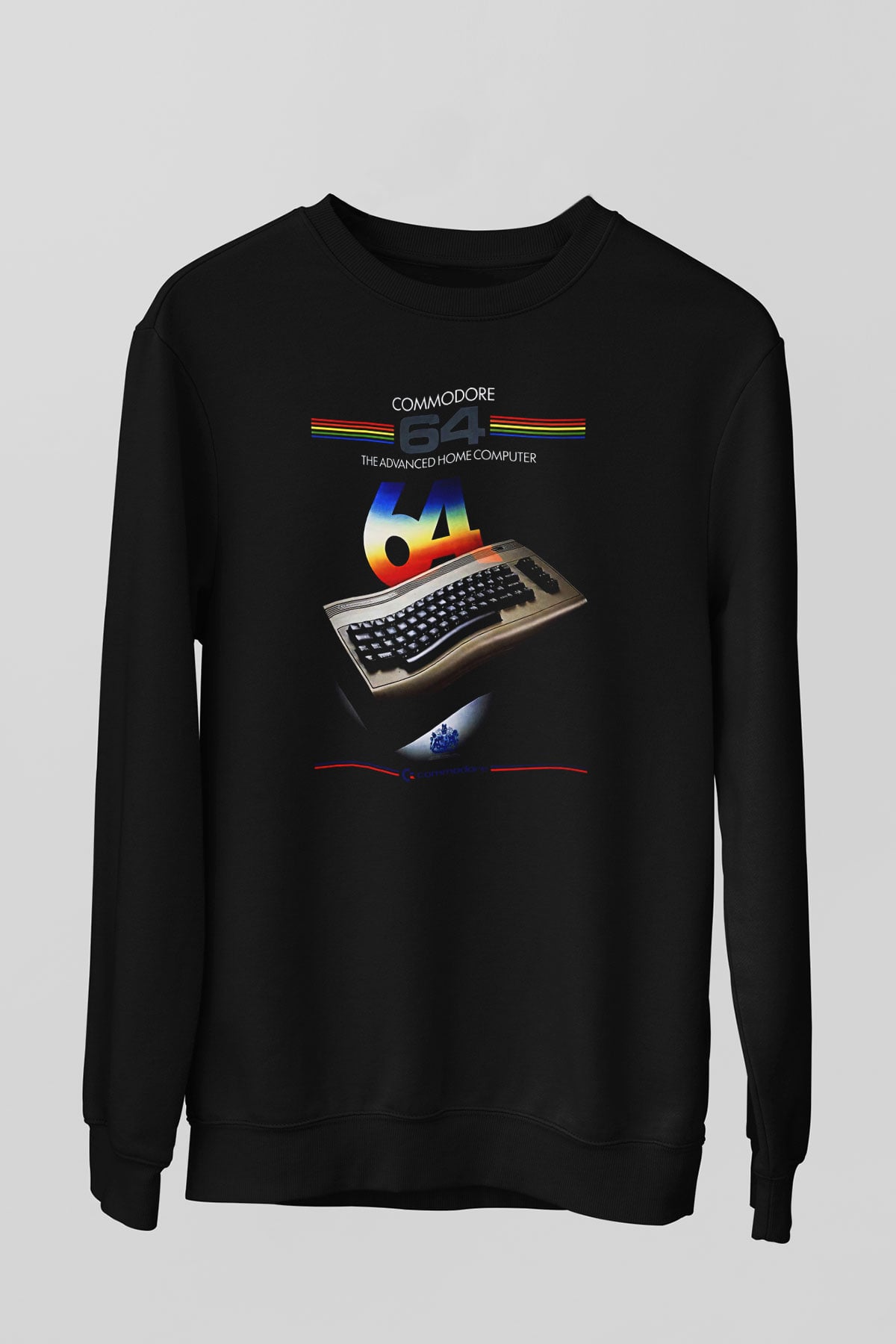Commodore 64 Baskılı Unisex Siyah Sweatshirt