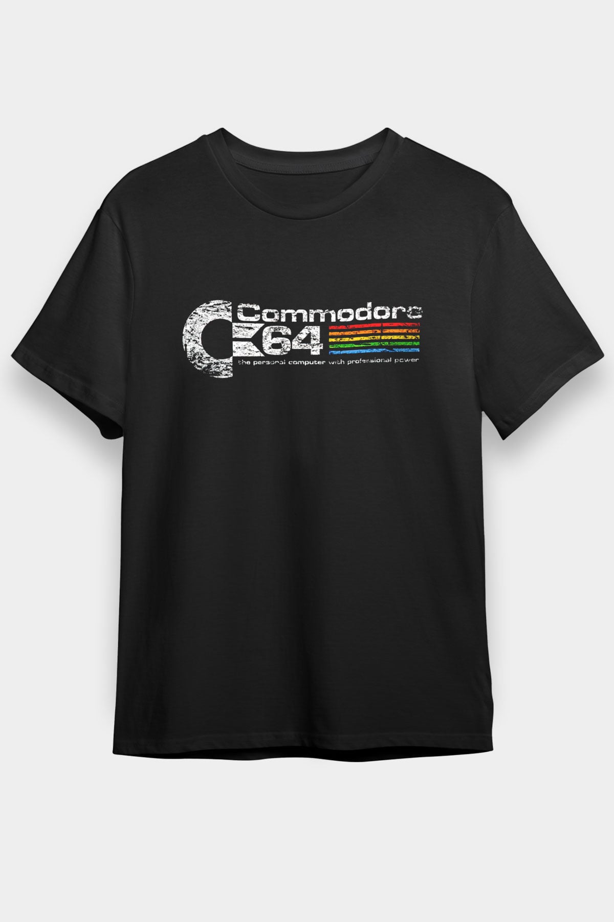 Commodore 64 Baskılı Unisex Siyah Tişört - Tshirt