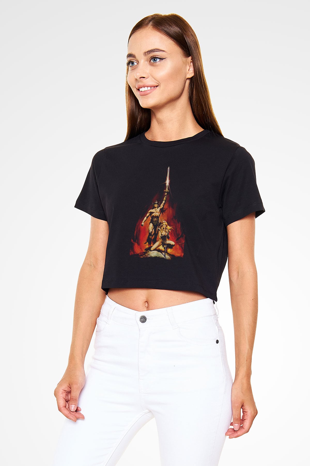 Conan the Barbarian Siyah  Crop Top Tişört