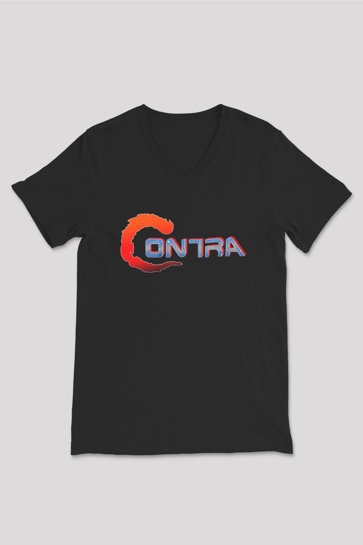 Contra Siyah Unisex V Yaka Tişört T-Shirt