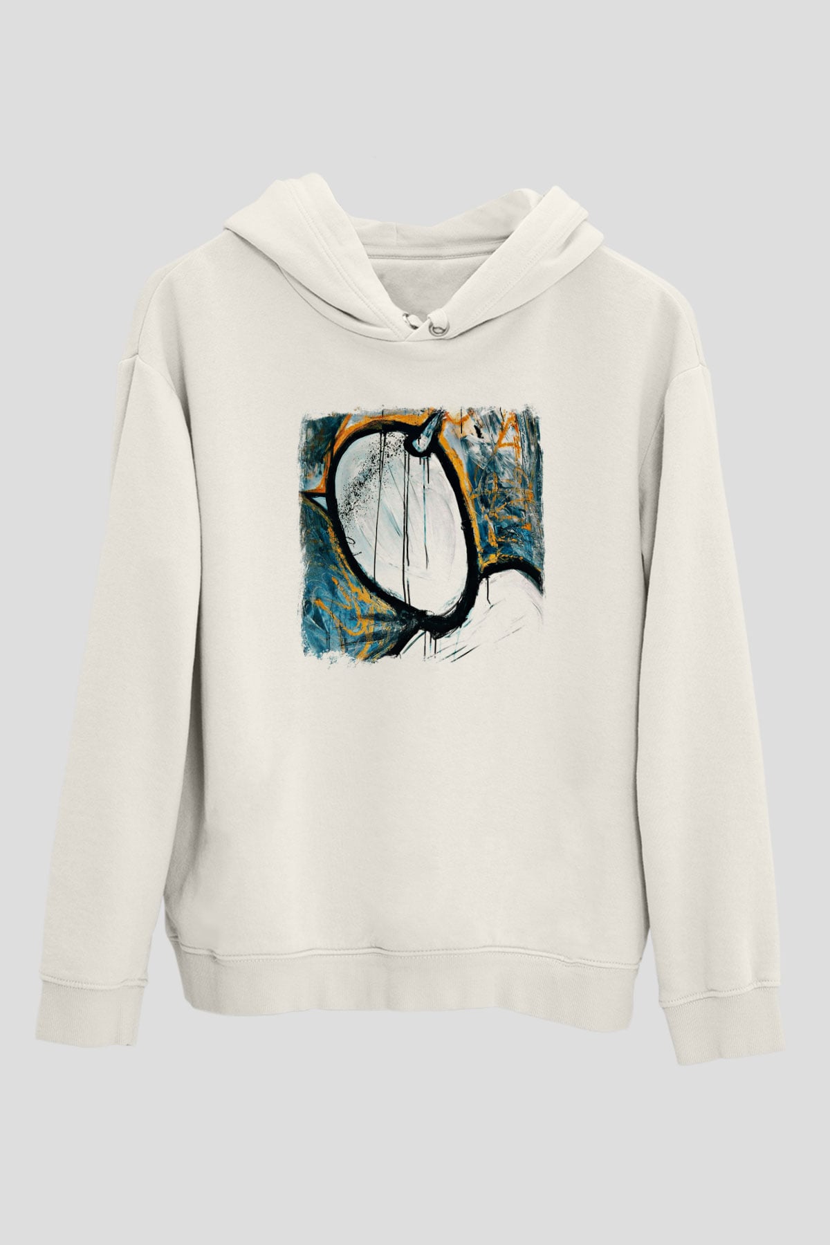 Converge Baskılı Unisex Beyaz Hoodie