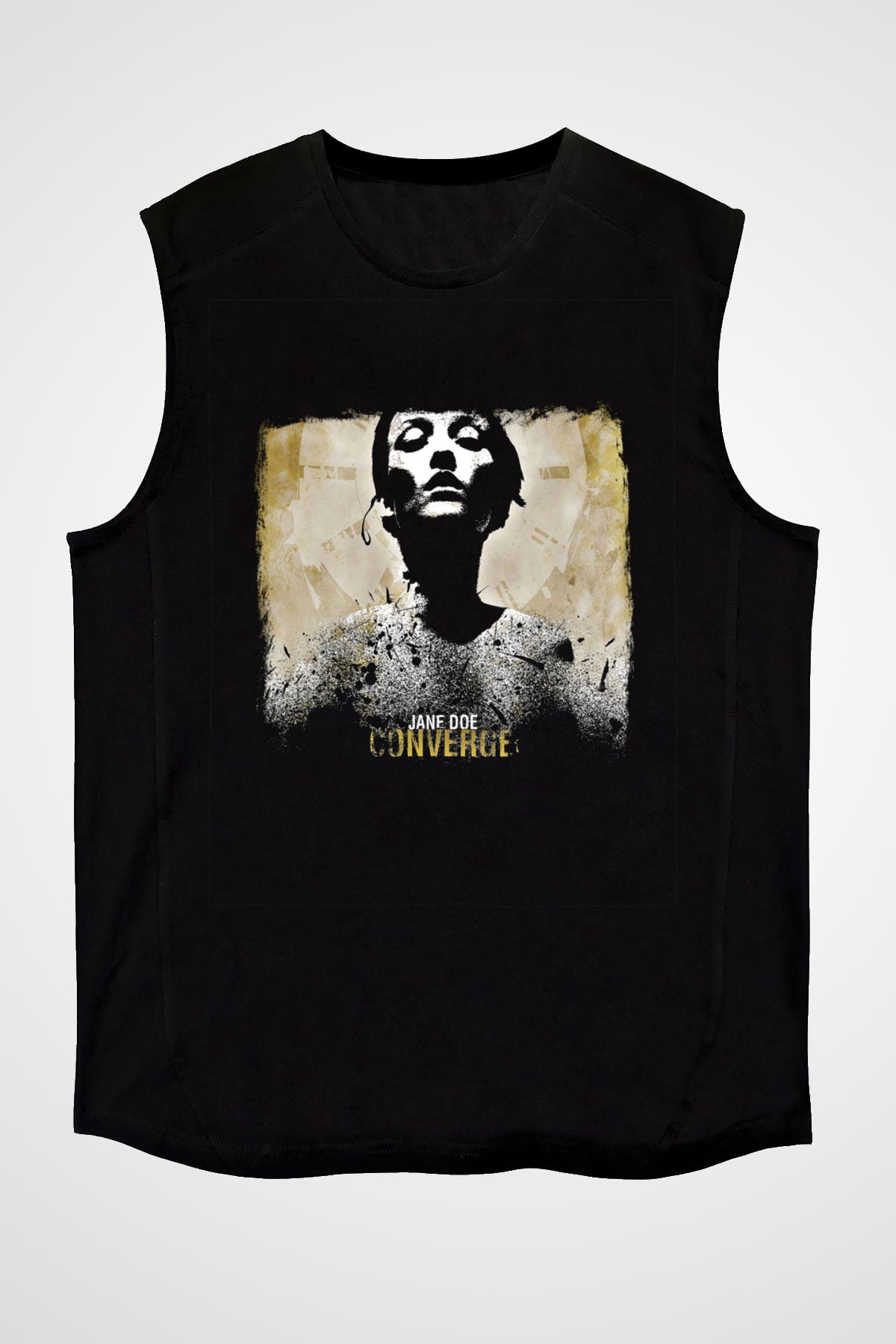 Converge Baskılı Unisex Siyah Kolsuz Tişört