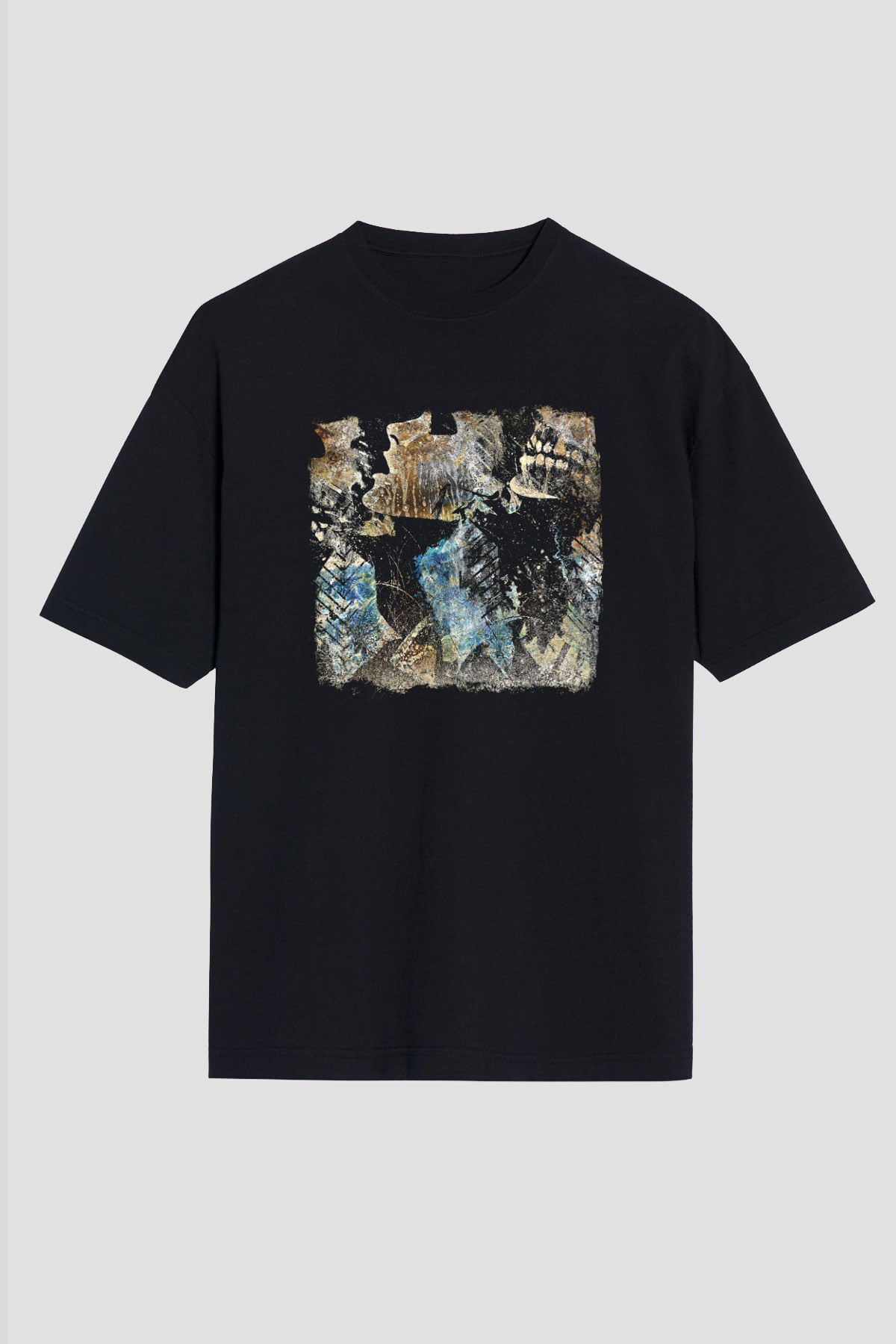 Converge Baskılı Unisex Siyah Oversize Tişört