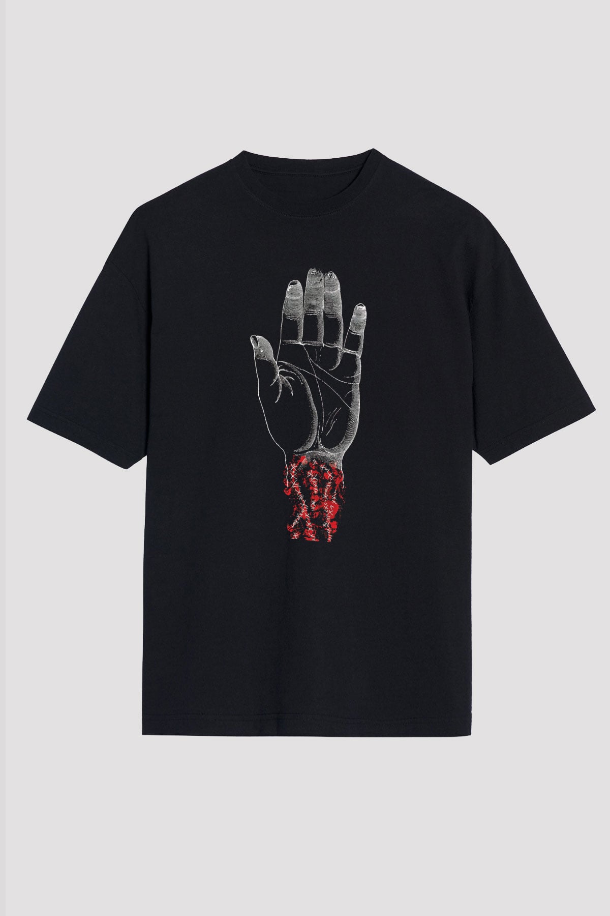 Converge Baskılı Unisex Siyah Oversize Tişört
