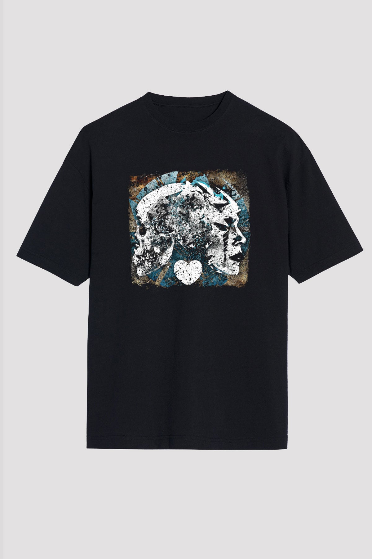 Converge Baskılı Unisex Siyah Oversize Tişört