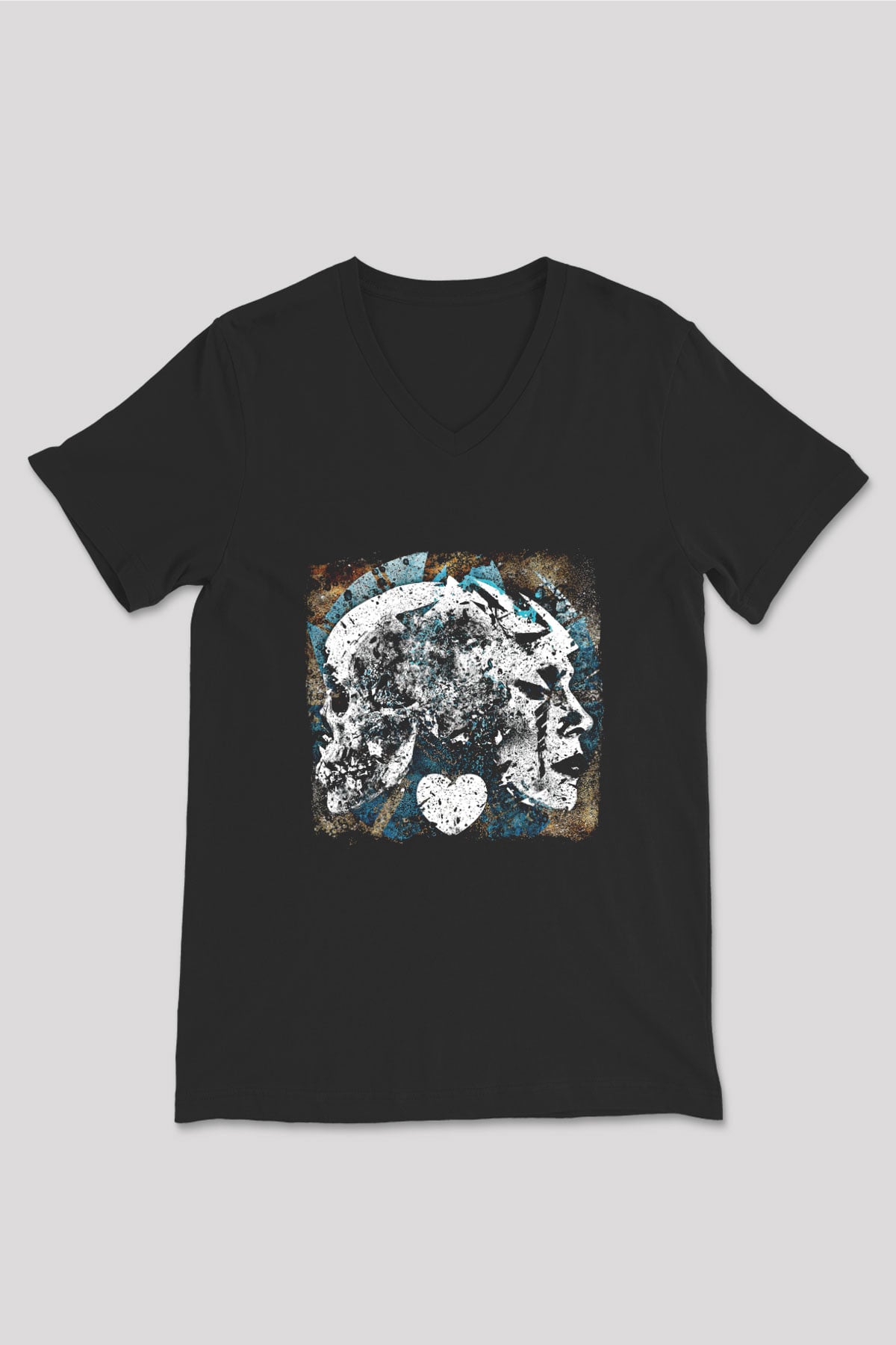 Converge Baskılı Unisex Siyah V Yaka Tişört