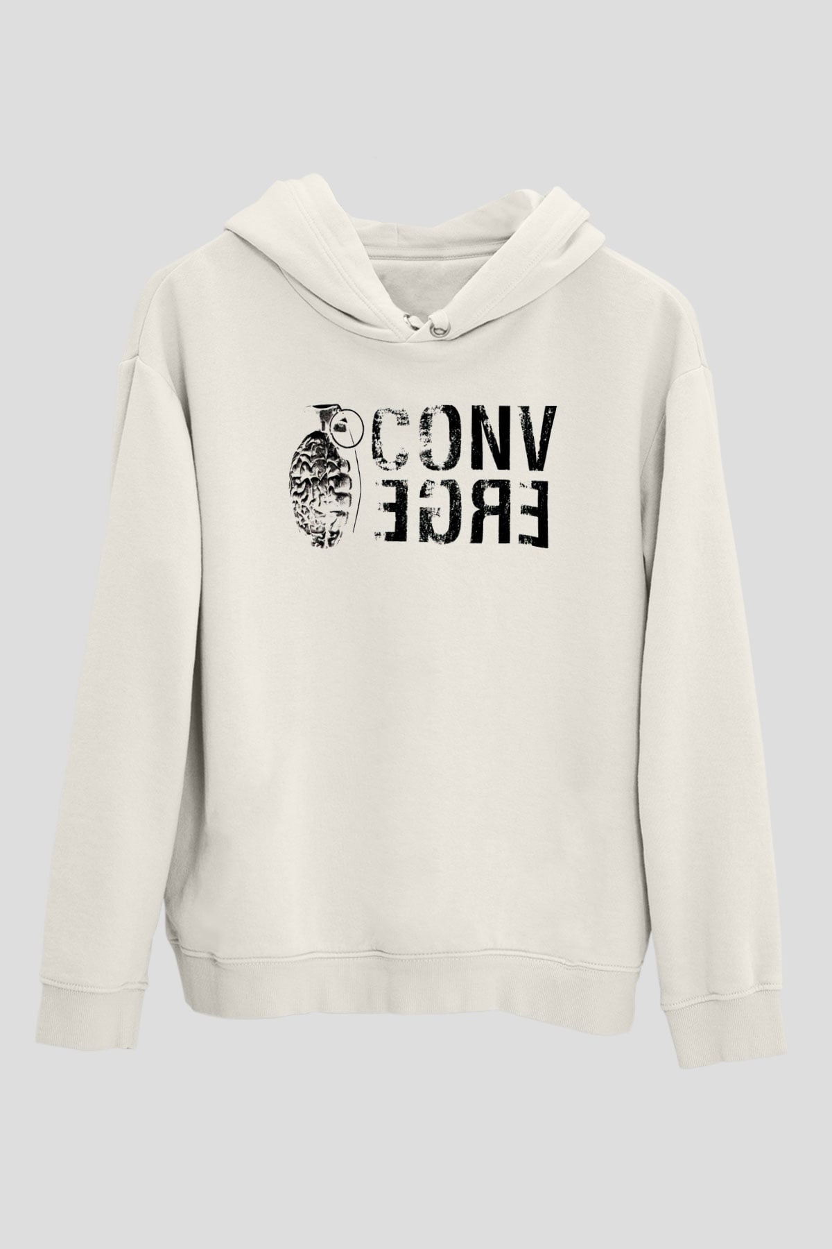 Converge Beyaz Unisex Kapüşonlu Sweatshirt