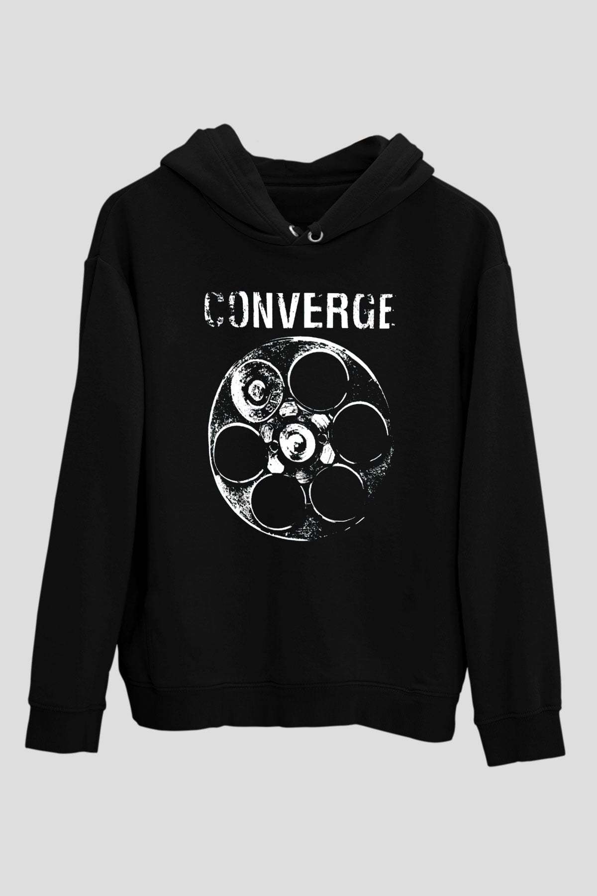Converge Siyah Unisex Kapüşonlu Sweatshirt