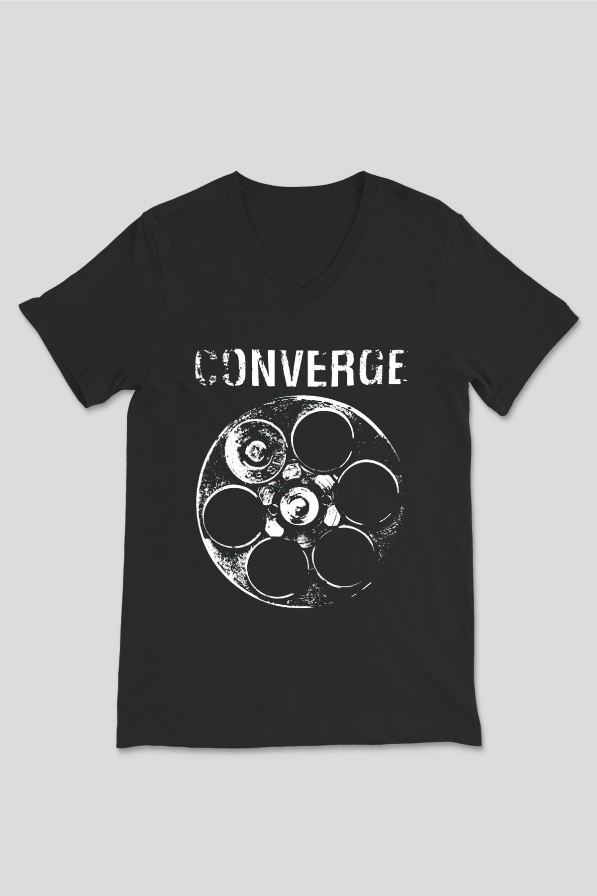 Converge Siyah Unisex V Yaka Tişört