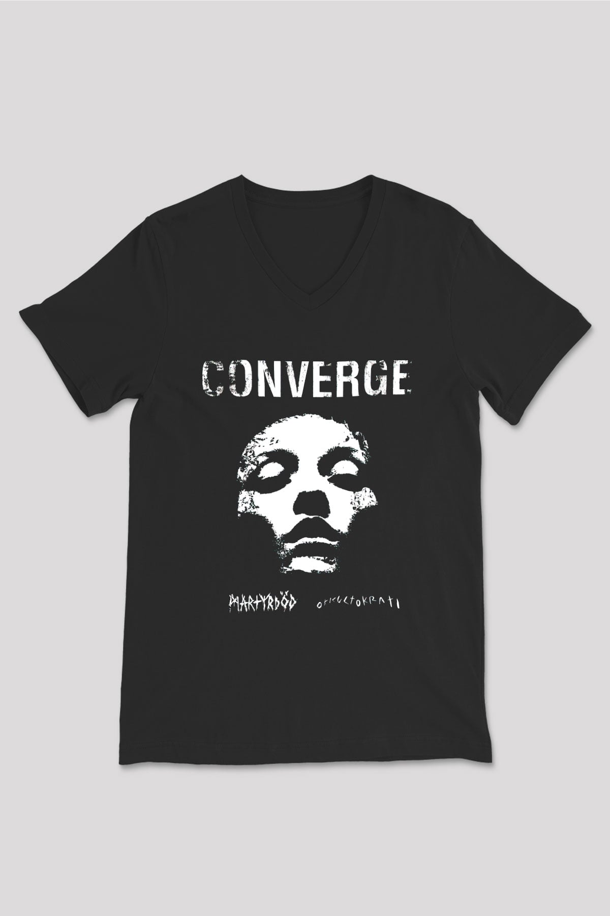 Converge Siyah Unisex V Yaka Tişört T-Shirt