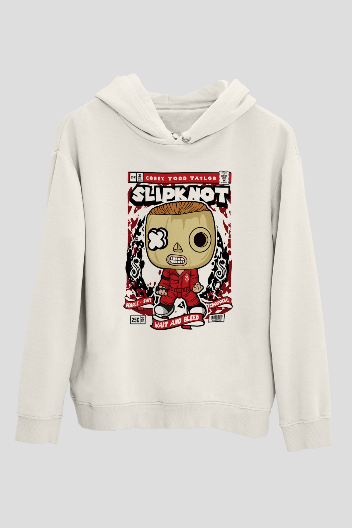 Corey Taylor Slipknot Baskılı Unisex Beyaz Hoodie
