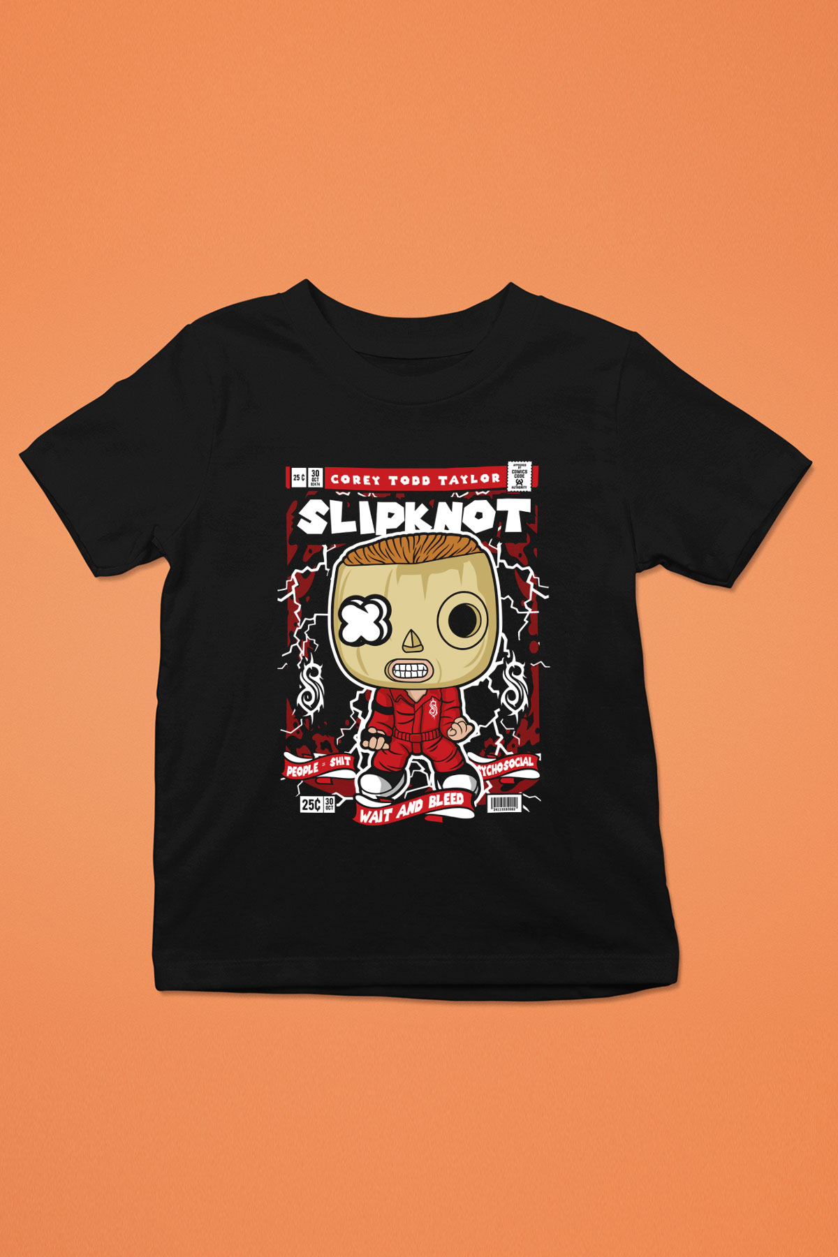 Corey Taylor Slipknot Baskılı Unisex Siyah Çocuk Tişört