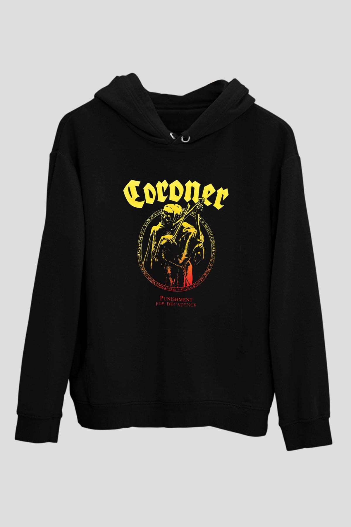 Coroner Baskılı Unisex Siyah Hoodie