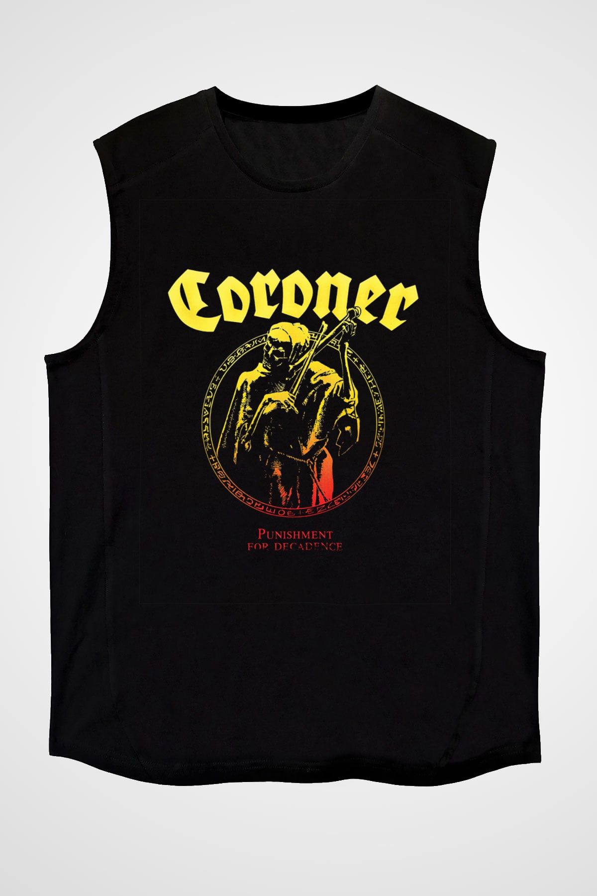 Coroner Baskılı Unisex Siyah Kolsuz Tişört