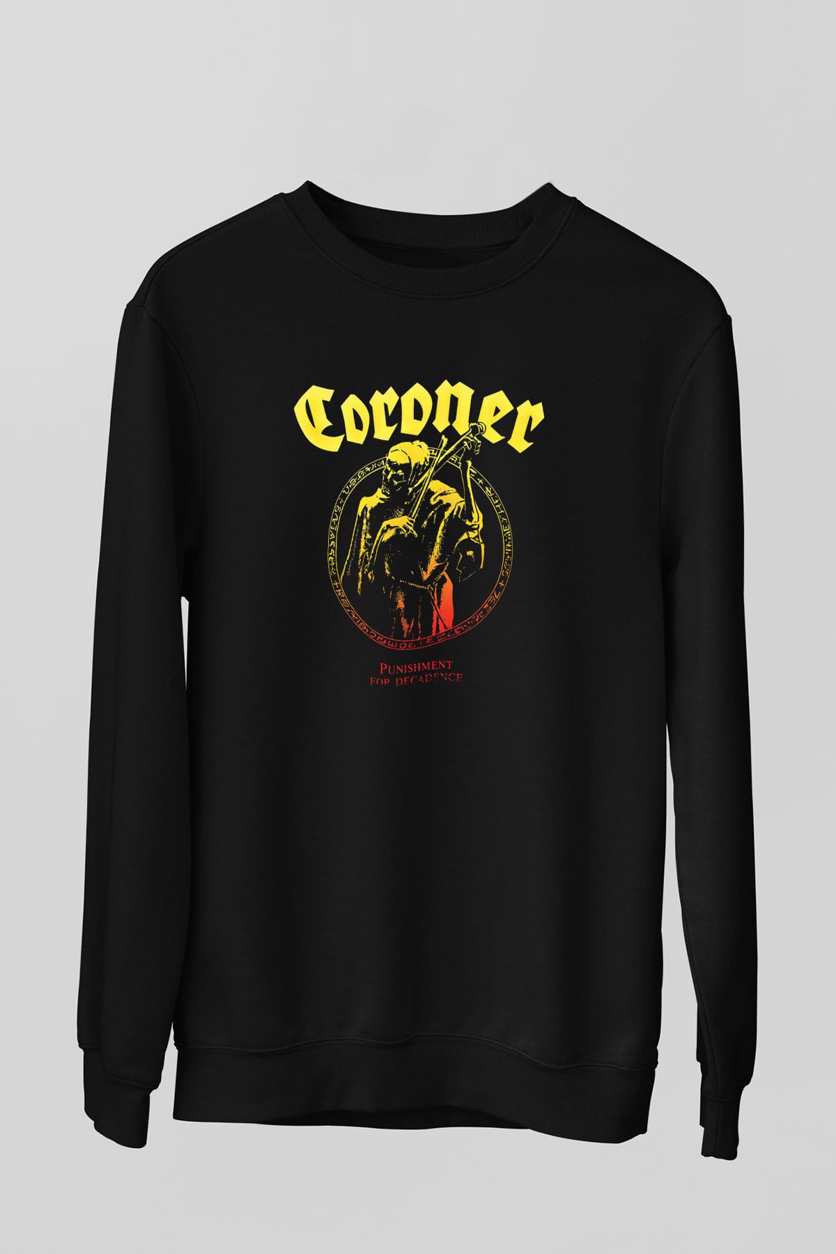 Coroner Baskılı Unisex Siyah Sweatshirt