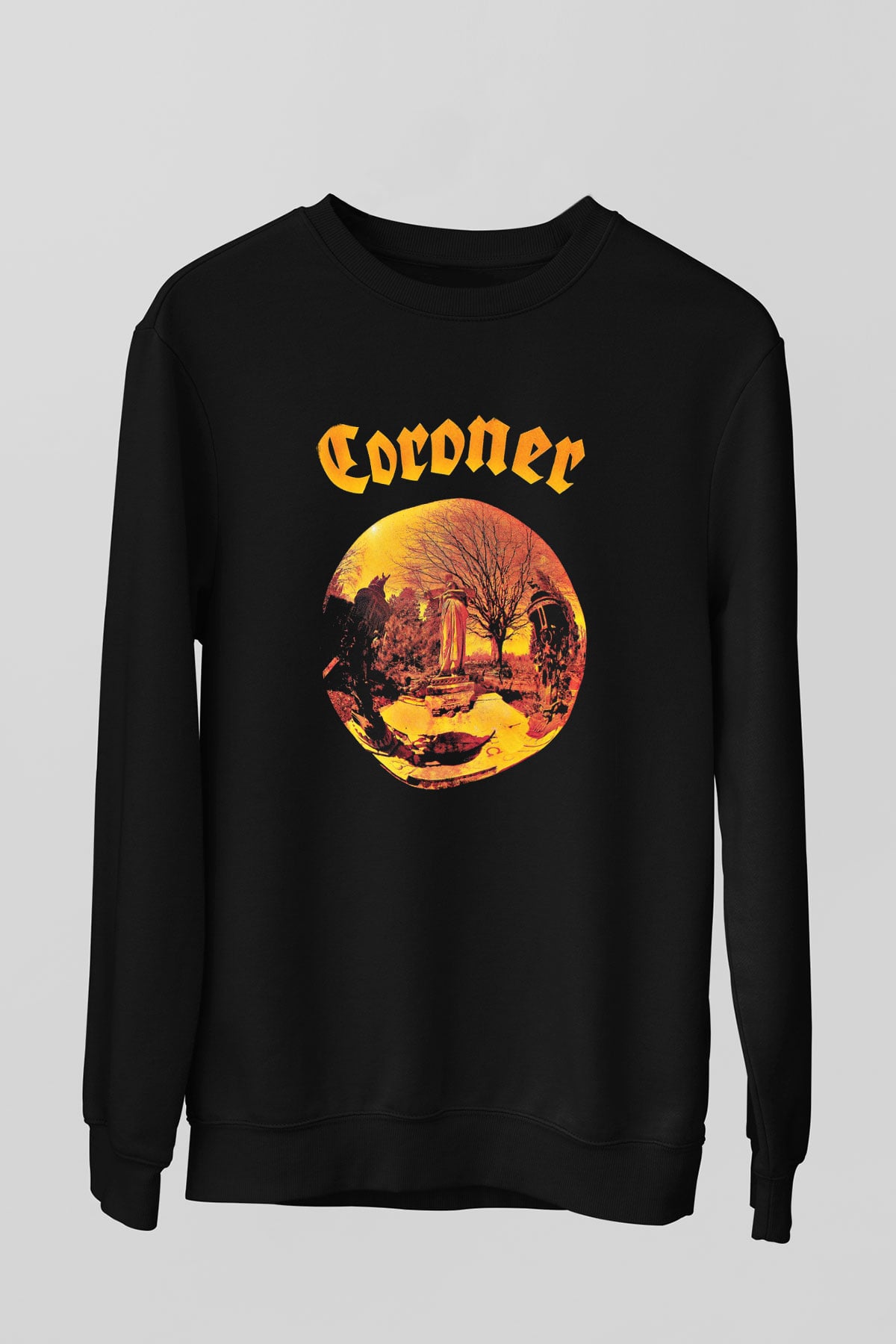 Coroner Baskılı Unisex Siyah Sweatshirt