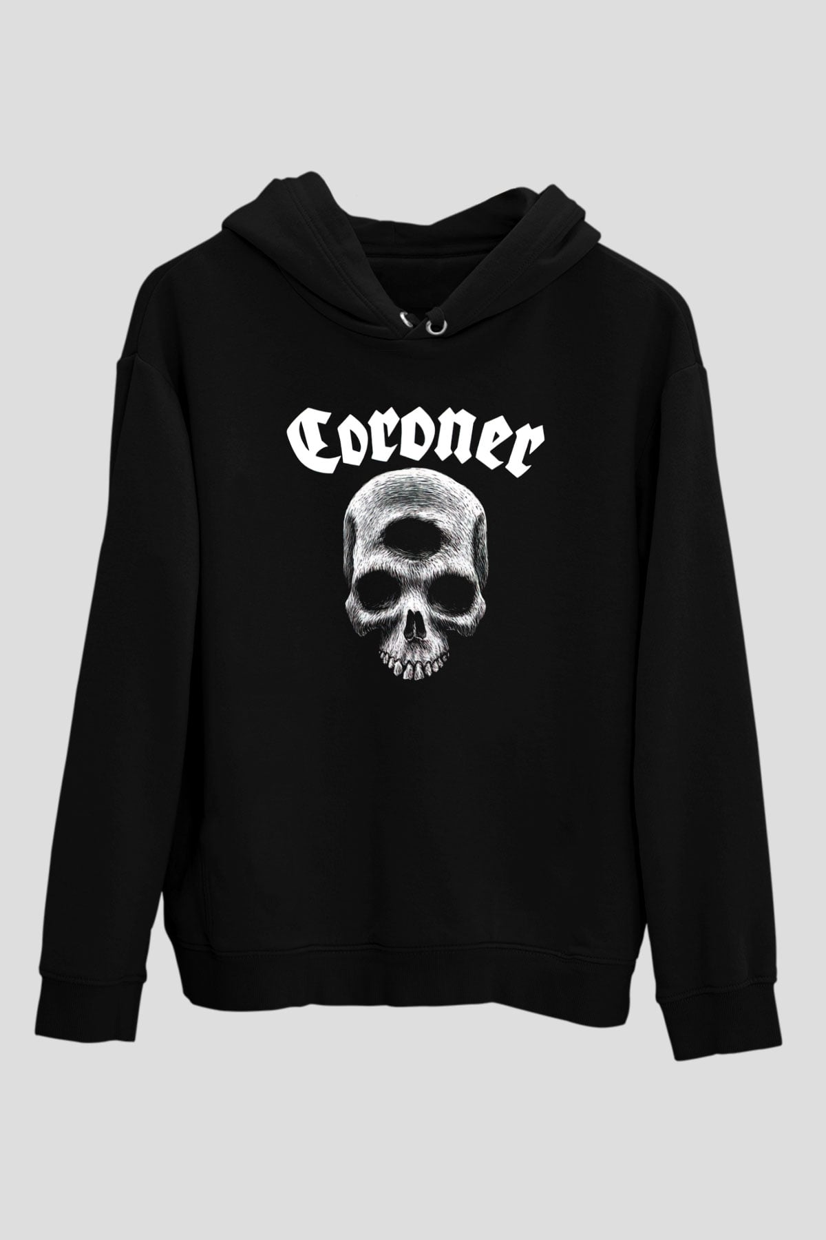 Coroner Siyah Unisex Kapüşonlu Sweatshirt