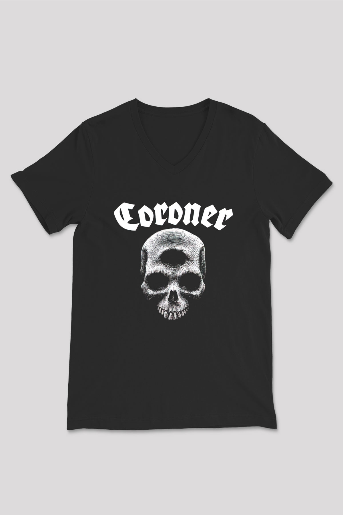 Coroner Siyah Unisex V Yaka Tişört